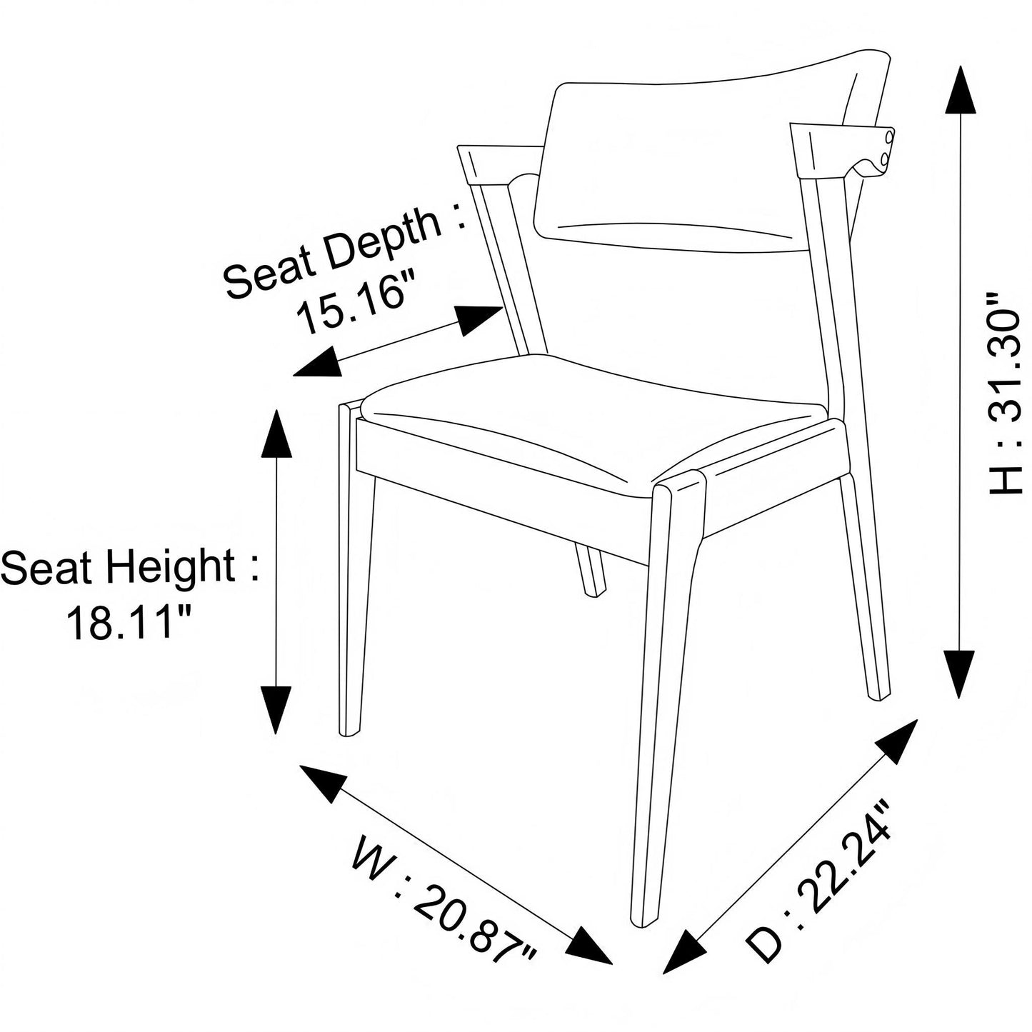 Edwin - Mid-Century Modern Dining Chair (Set of 2) Ashcroft Furniture