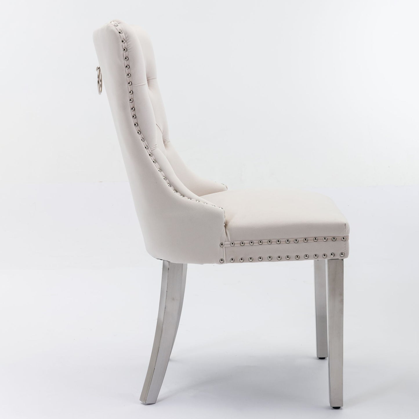 Nikki - Modern, High-End Tufted Solid Wood Contemporary Velvet Upholstered Dining Chair With Chrome Stainless Steel Plating Legs, Nailhead Trim (Set of 2) Home Essentials