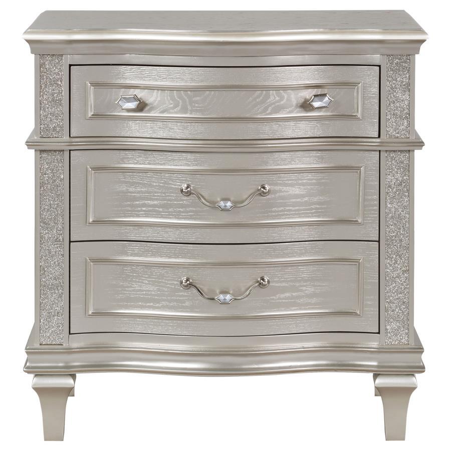 Evangeline - 3-Drawer Nightstand - Silver Oak CoasterElevations