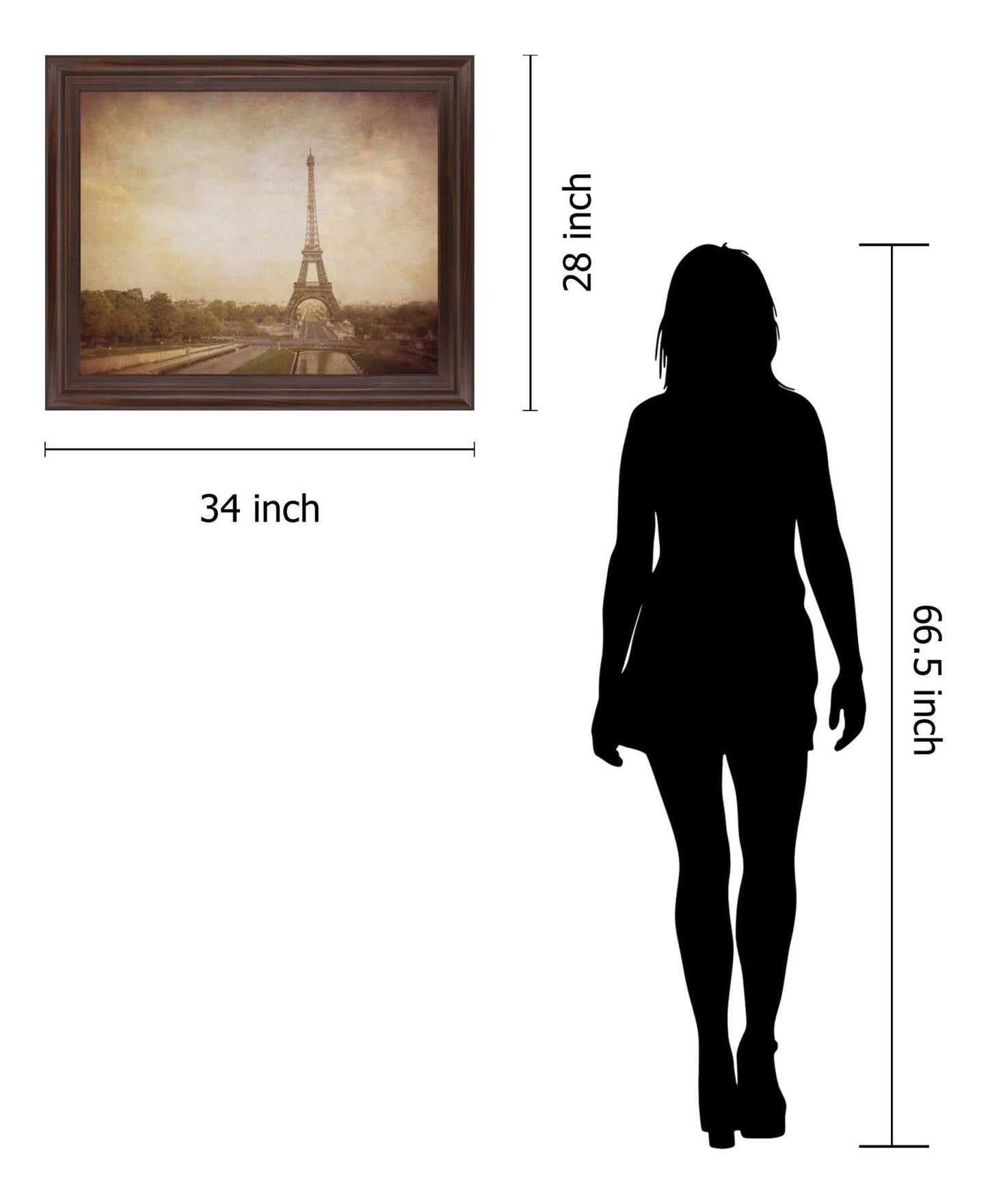 Sepia Eiffel View - 28" x 34" Framed Wall Art Classy Art