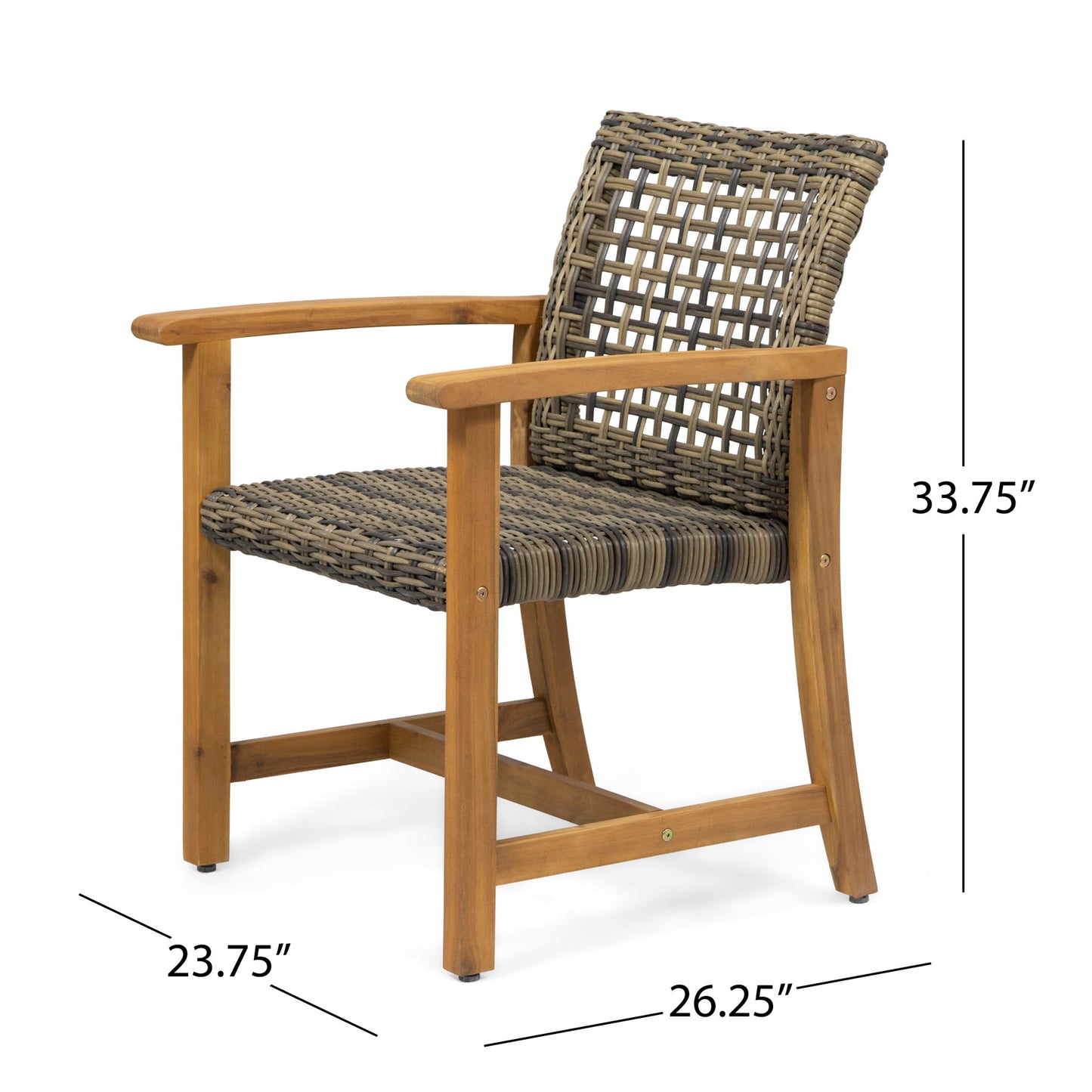 Outdoor Dining Chair Acacia Wood Frame (Set of 2) Noble House