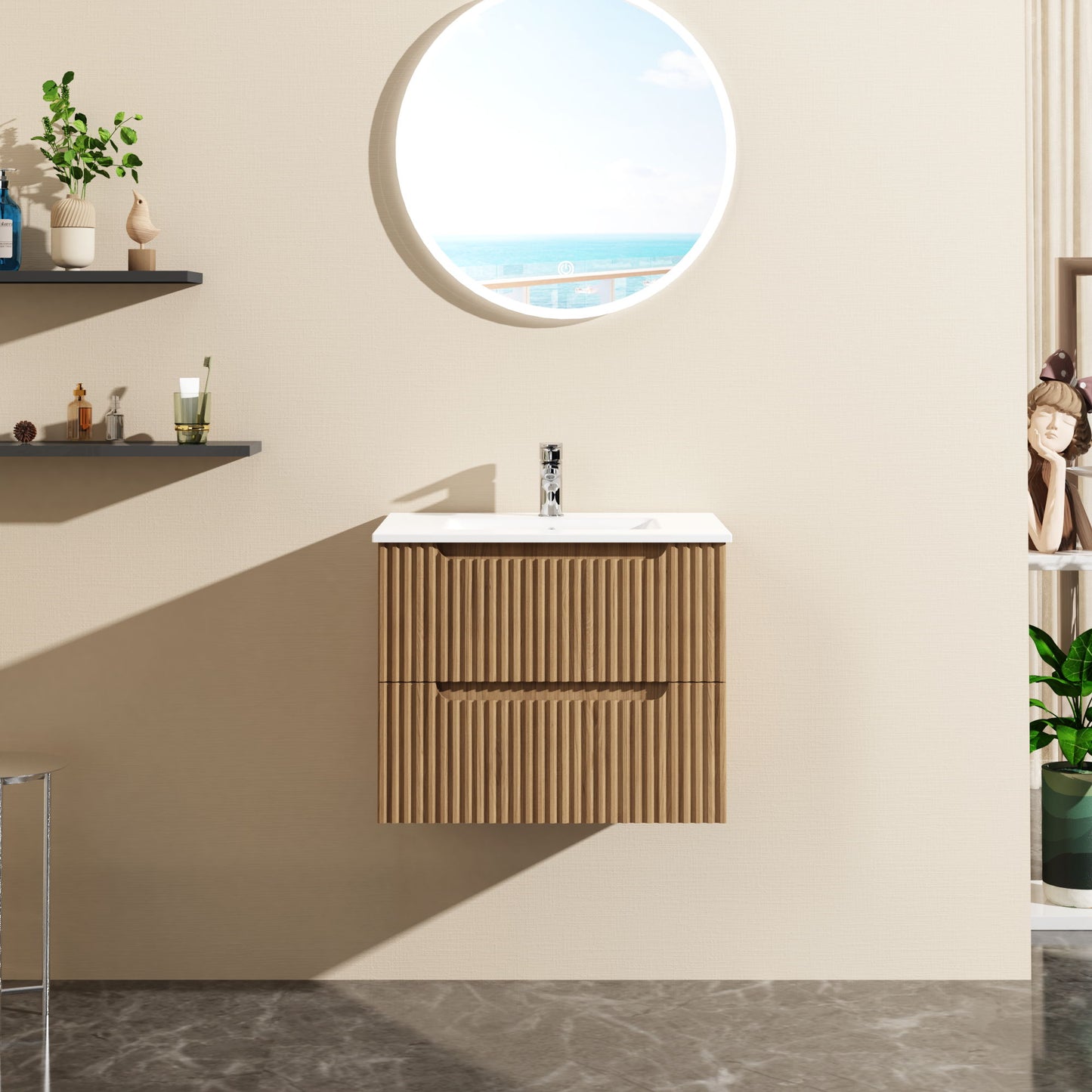 24" Wall Mount Bathroom Vanity Cabinet Floating (Cabinet Only) - Walnut Home Essentials