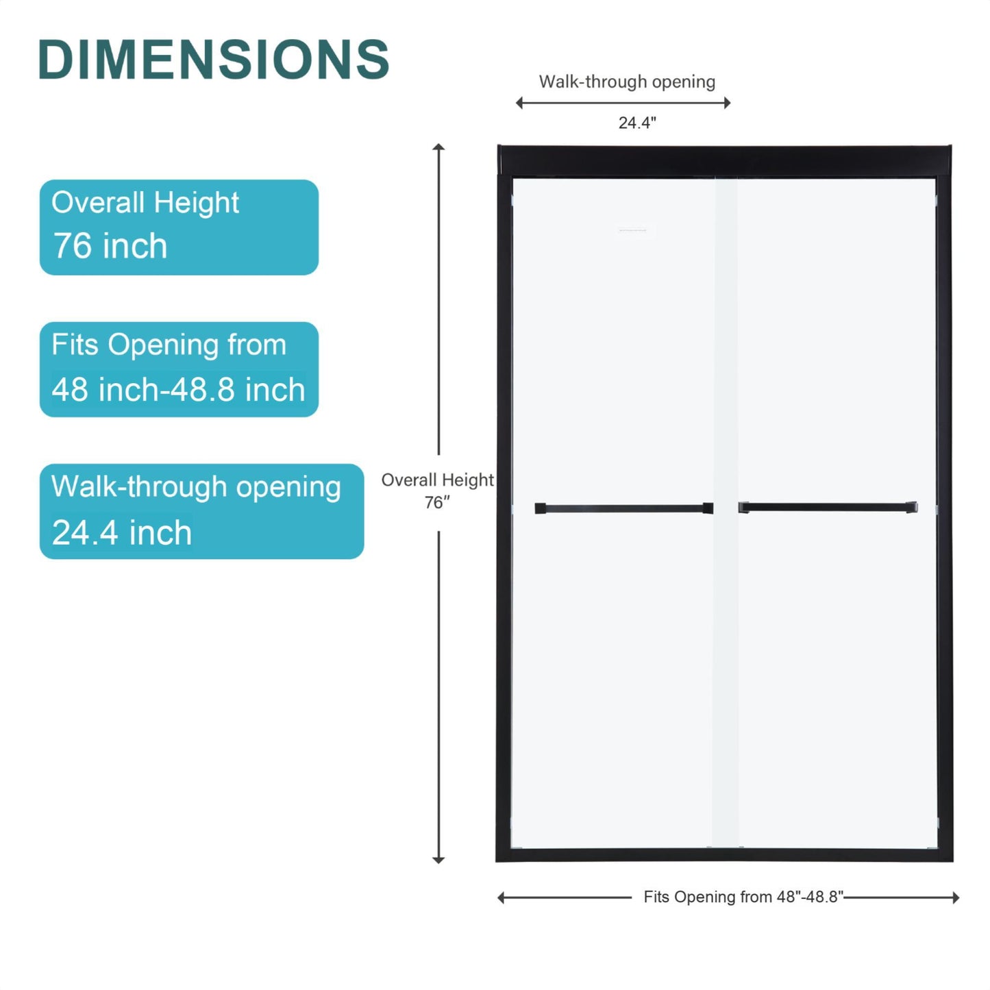 Modern Double Sliding Shower Enclosure, Tempered Glass Daily Nest