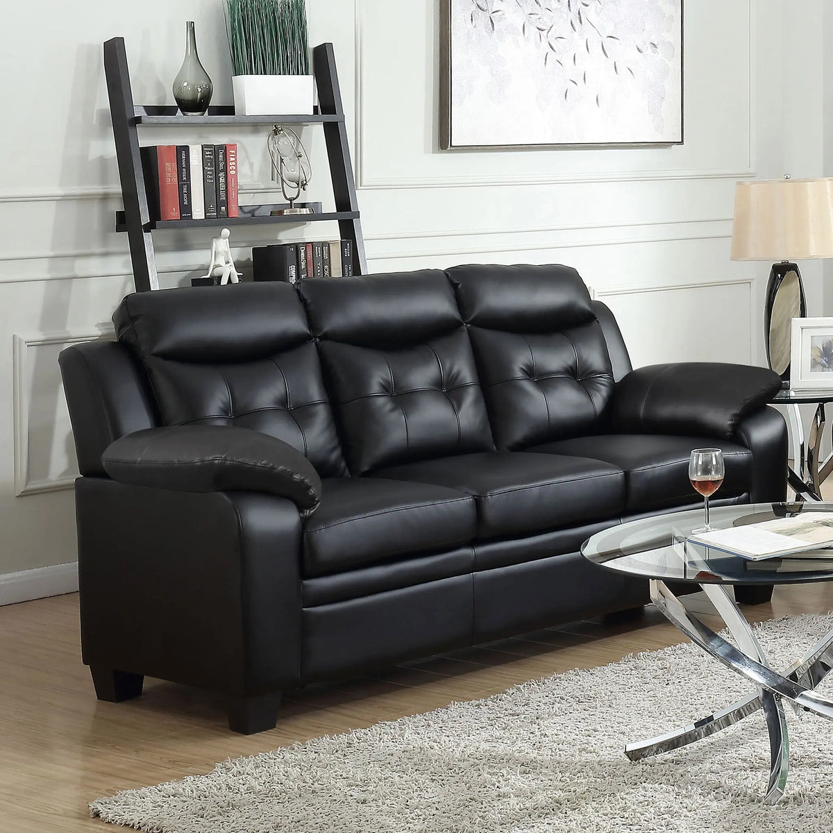 Eaton - Padded Sofa With Tufted Design - Black Furniture Max