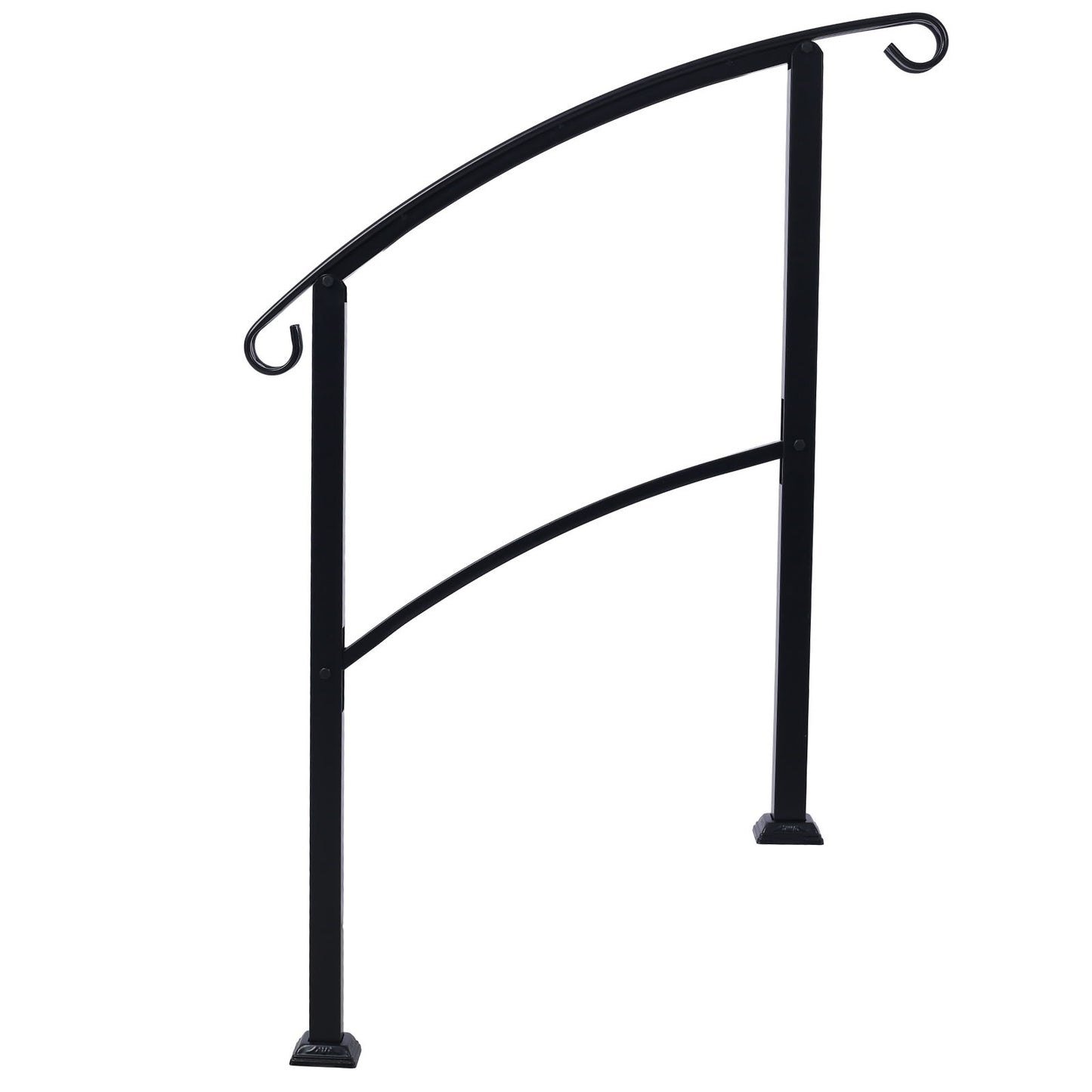 Handrails For Outdoor Steps, Fit 1 Or 3 Steps Outdoor Stair Railing, Flexible Front Porch Hand Rail, Transitional Handrails For Concrete Steps Or Wooden Stairs - Black Daily Nest