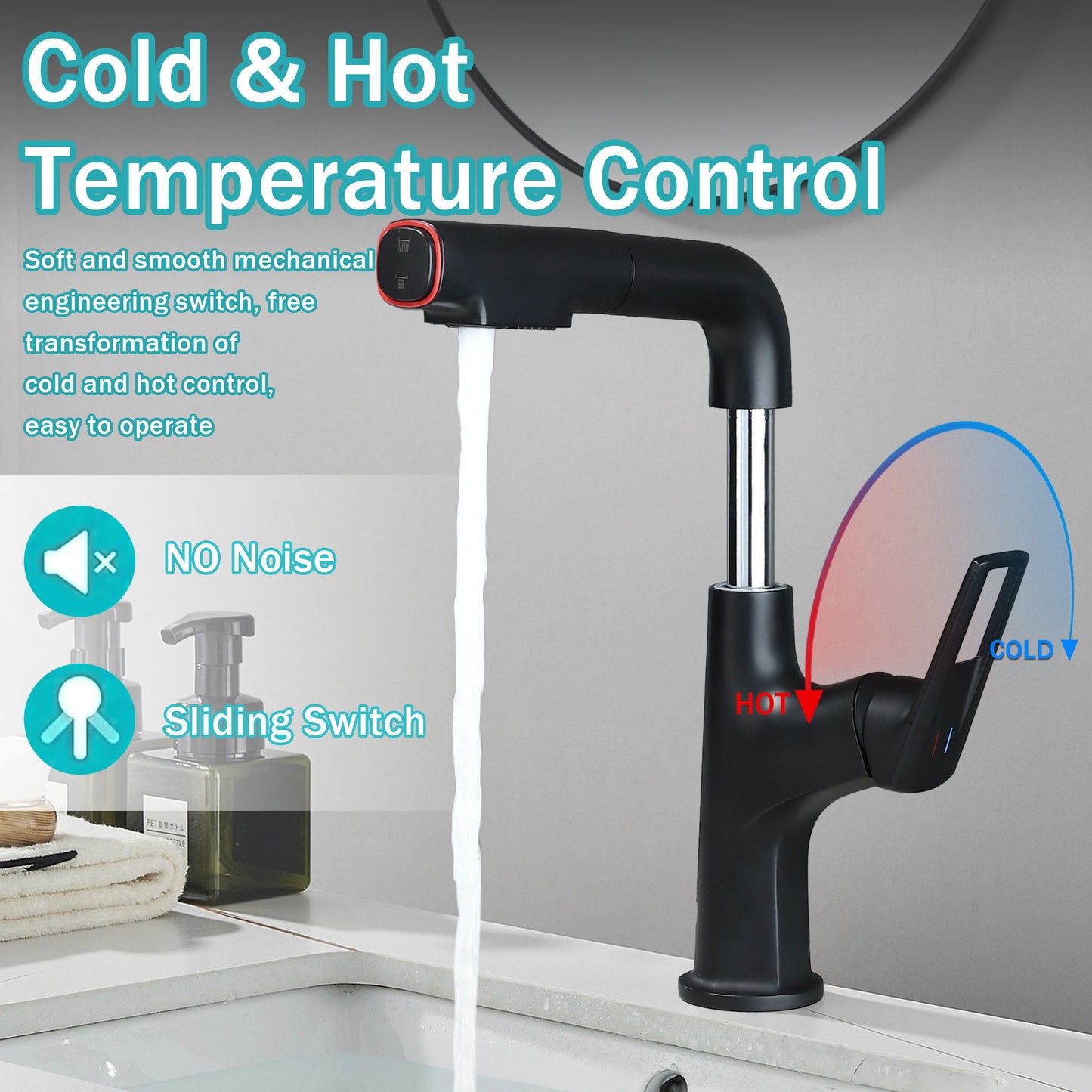 Pull Down Vessel Faucet With Lift Spout & Dual Spray Modes Daily Nest