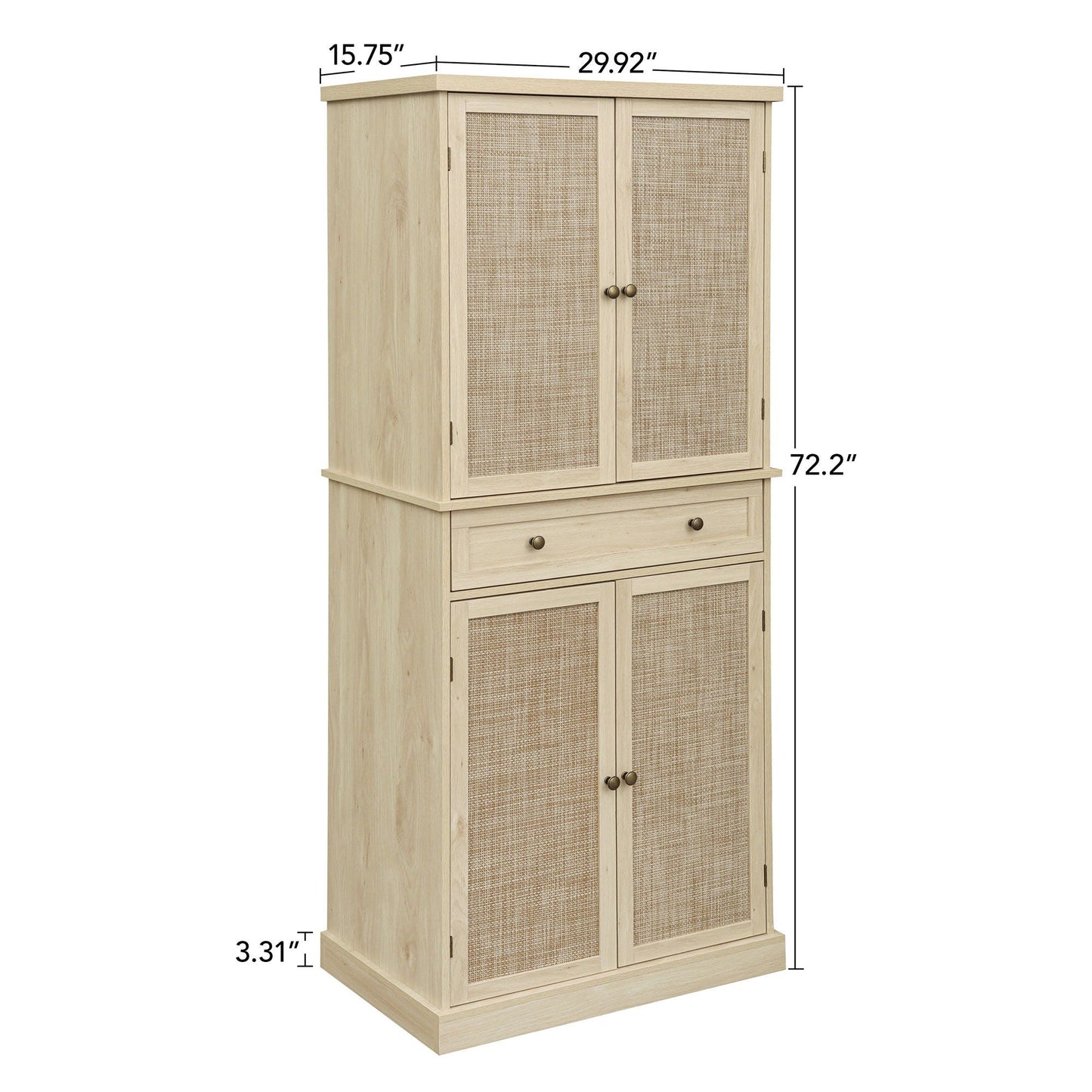 4 Door Storage Cabinet With 1 Drawer And 4 Adjustable Inner Shelves - Natural Home Essentials