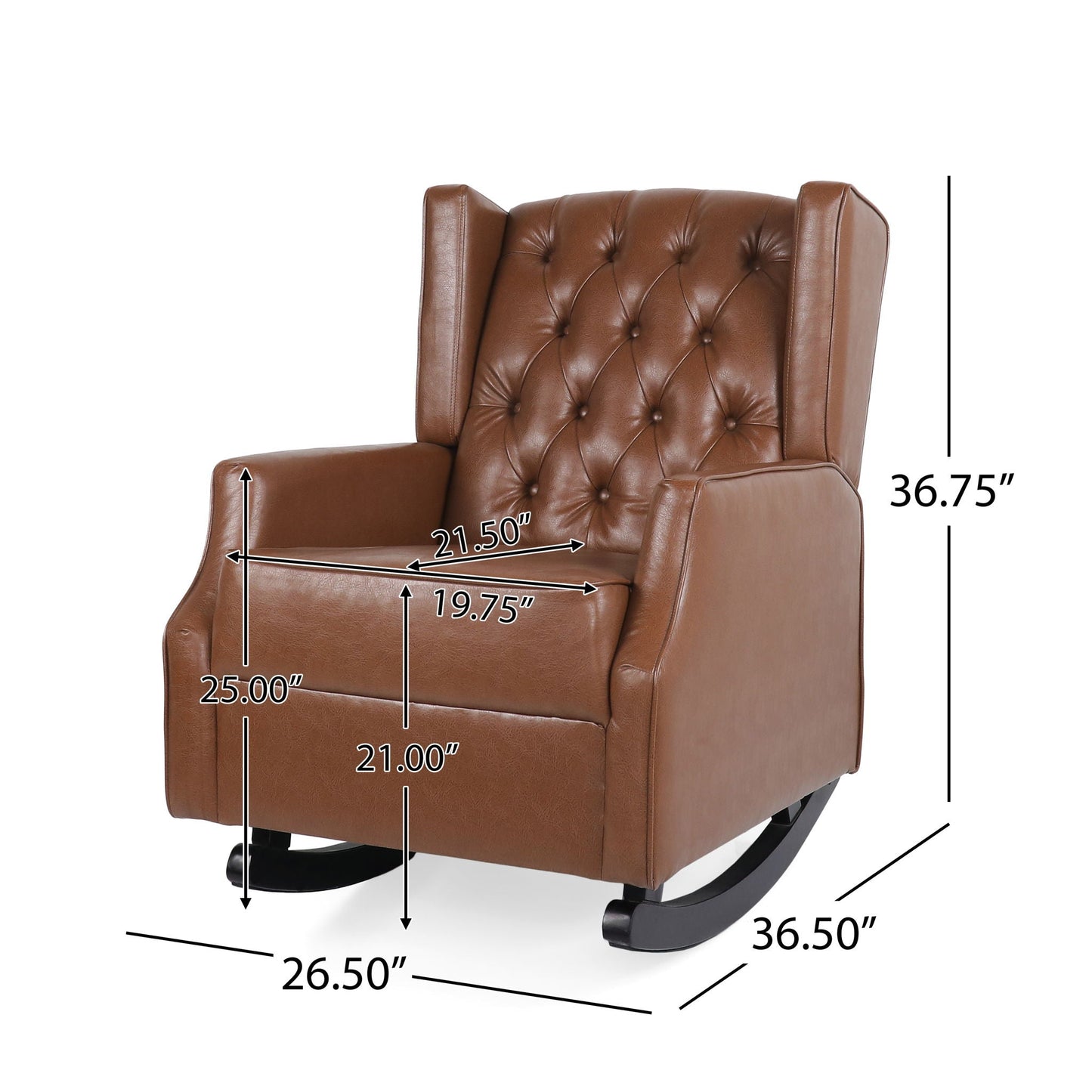 Moss - Upholstered Rocking Recliner With Diamond Tufting And Wingback - Light Brown Noble House