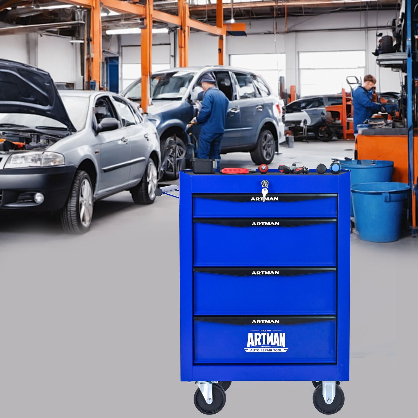Rolling Metal Tool Chest With Drawers, Steel Storage Cabinet With Ball Bearing Slides Daily Nest
