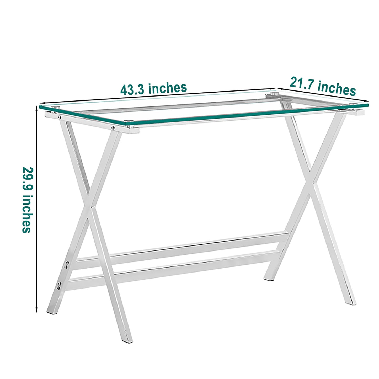 Transparent Glass Computer Desk With Rounded Edges, Tempered Glass Laptop Table - Clear Home Essentials