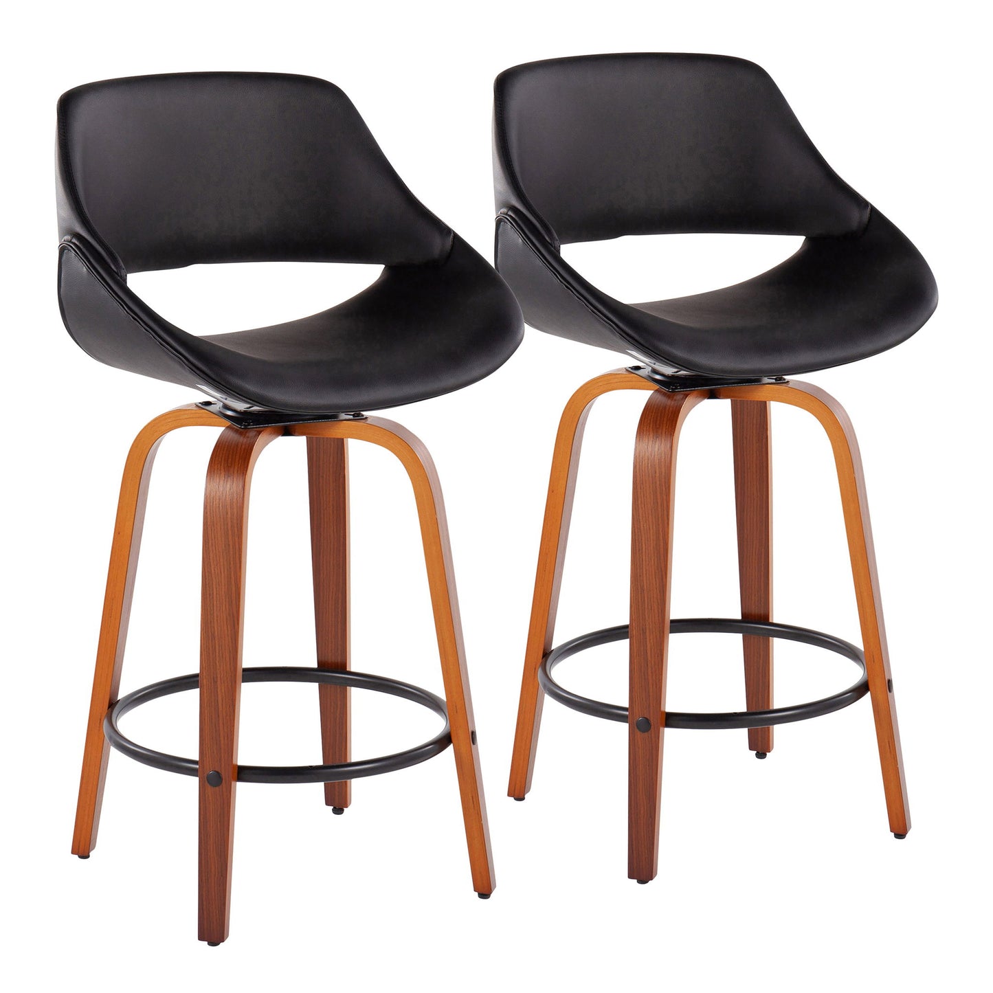 Fabrico - Mid Century Modern Fixed Height Counter Stool And Round Footrest (Set of 2) Lumi Source