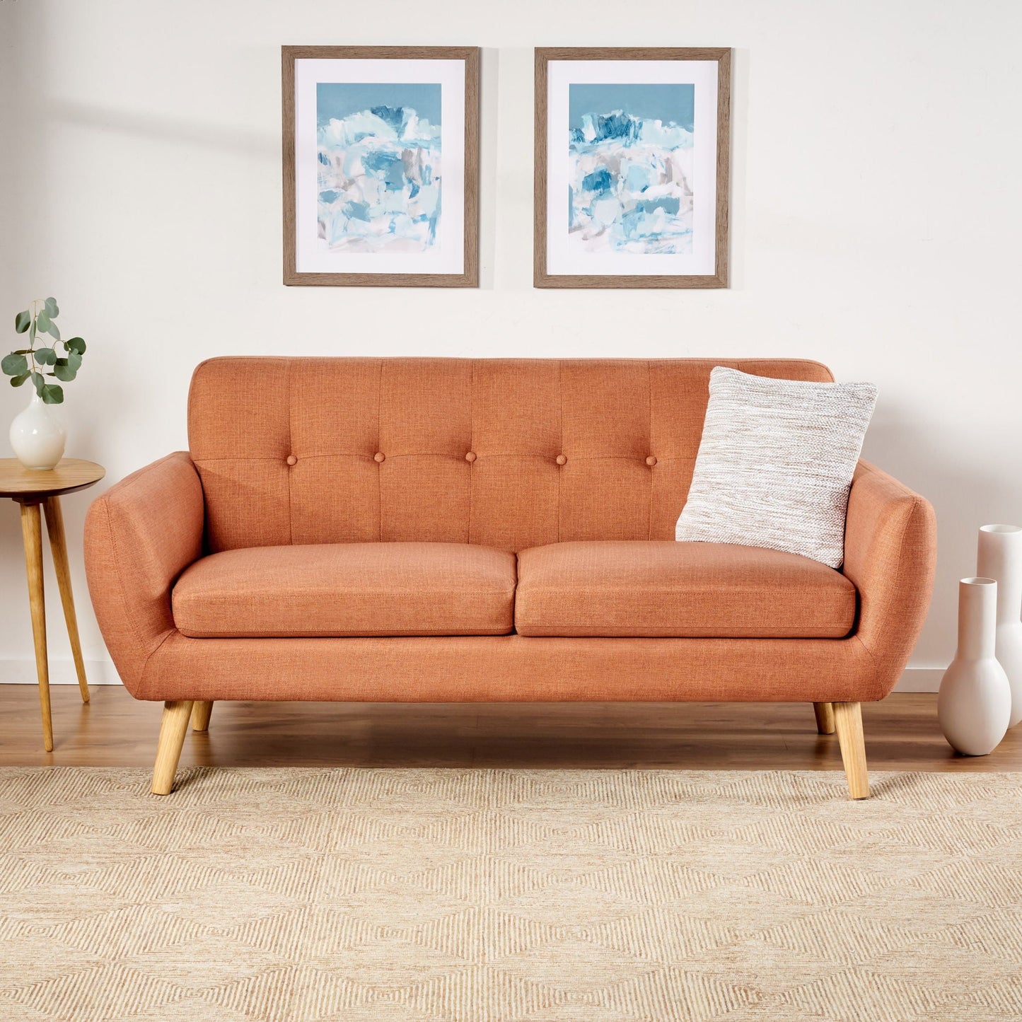 Modern Loveseat Sofa With Button Tufted Backrest Noble House