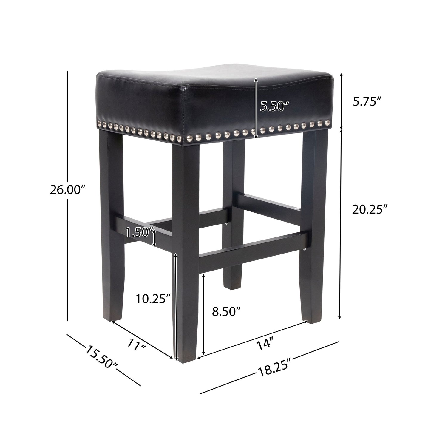 Soltique - Backless Dining Counter Stool With Nailhead Trim (Set of 2) Noble House
