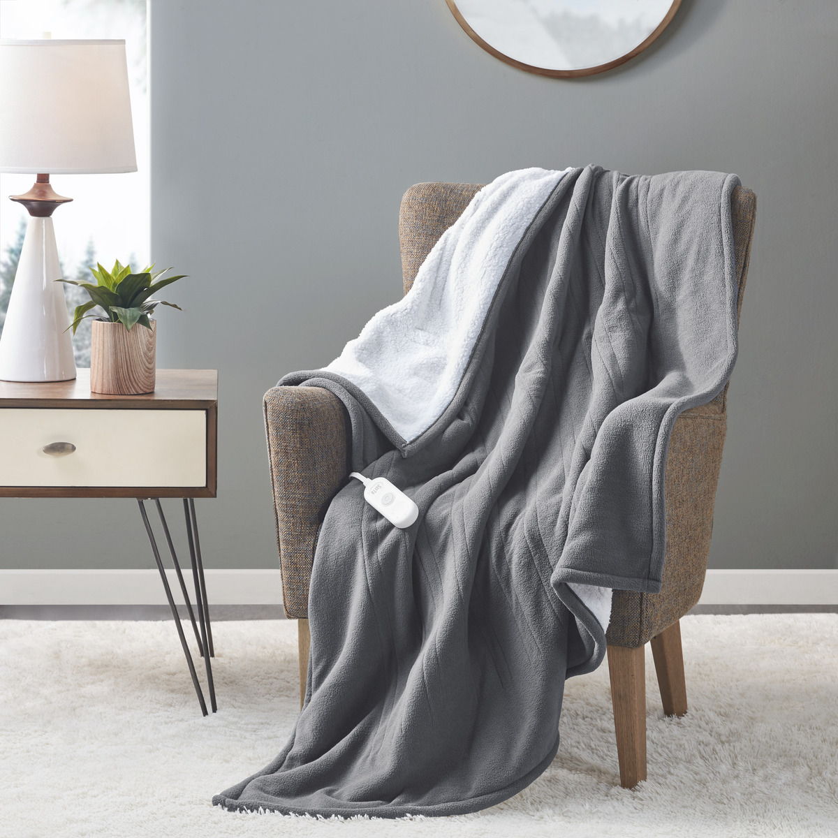 Heated Throw Extra Comfort- Dark Gray Serta