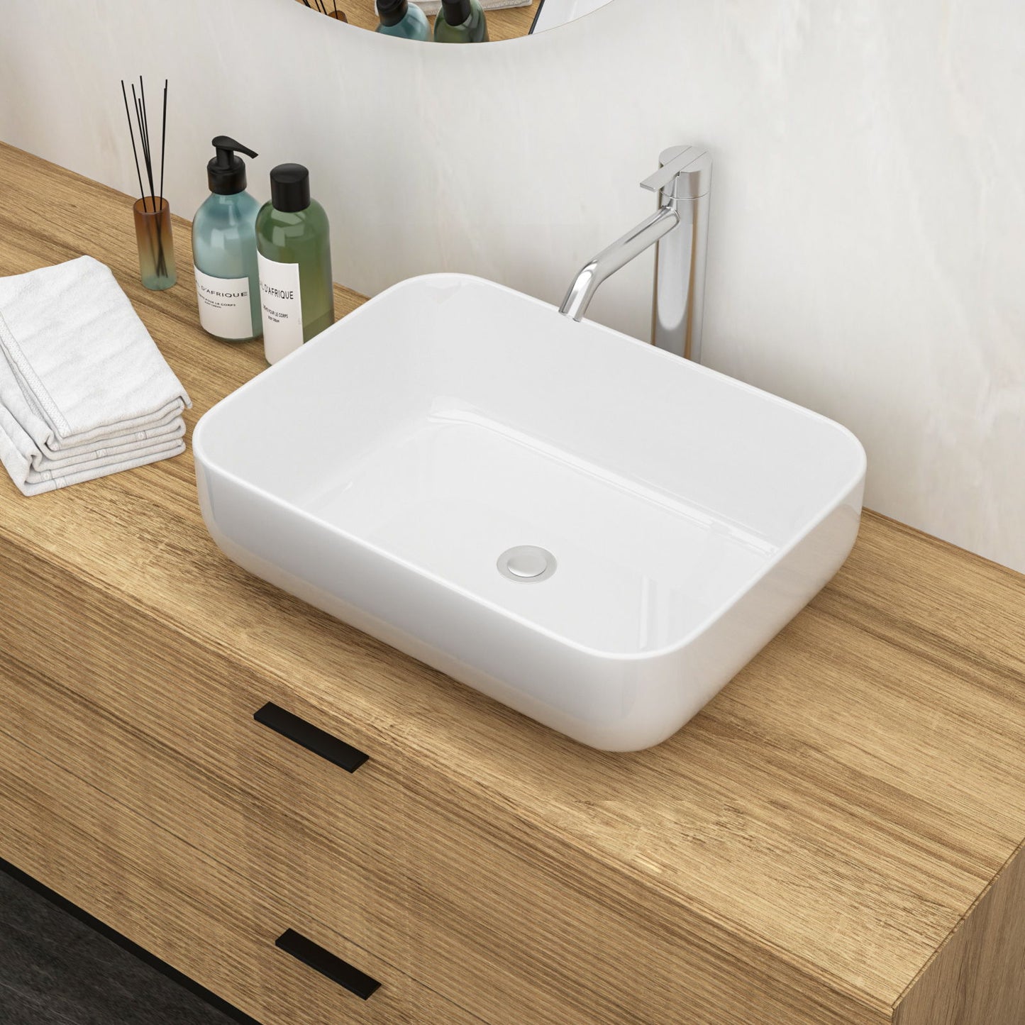 Rectangular Vessel Bathroom Sink, Modern - White Daily Nest