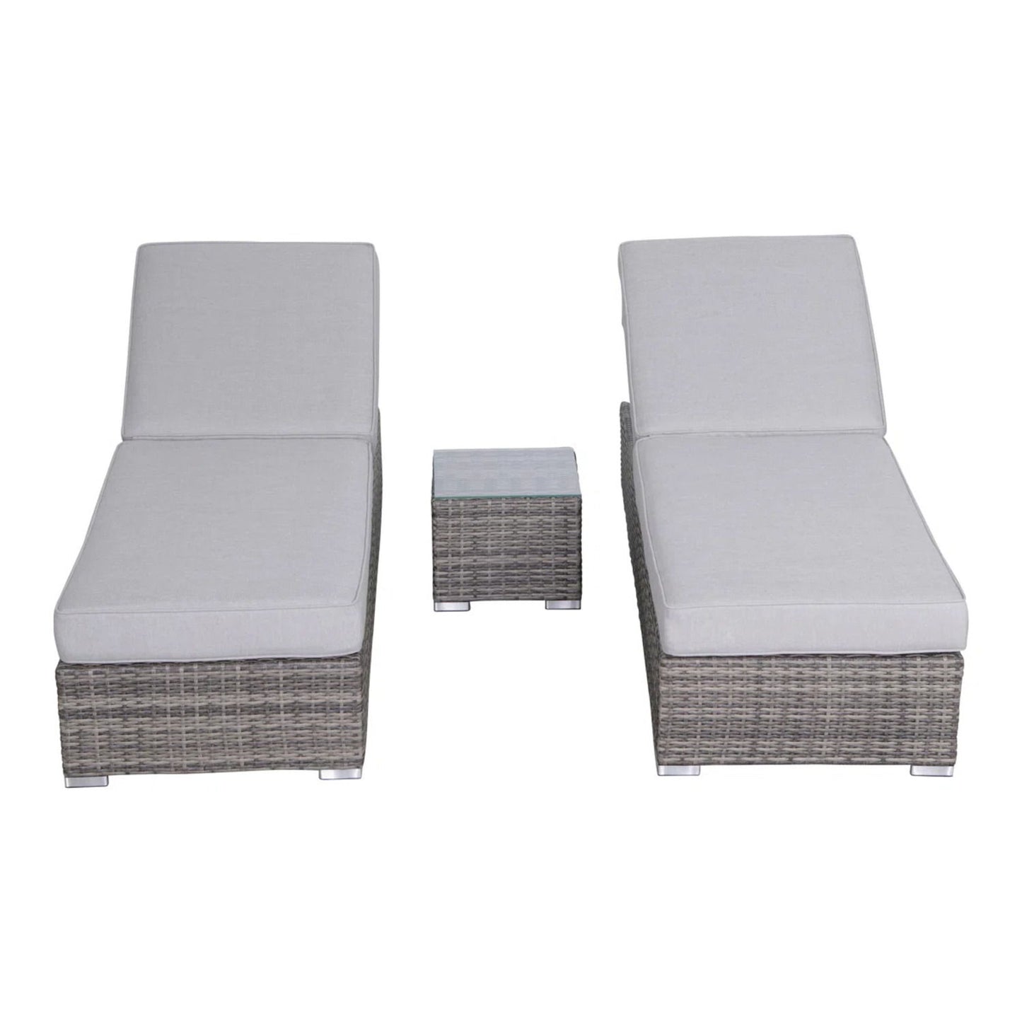 3 Piece Chaise Lounge Set With Adjustable Reclining - Gray Mix LSI Patio Furniture