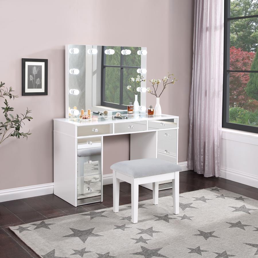 Regina - Makeup Vanity Table Set With Lighting - White Coaster Fine Furniture