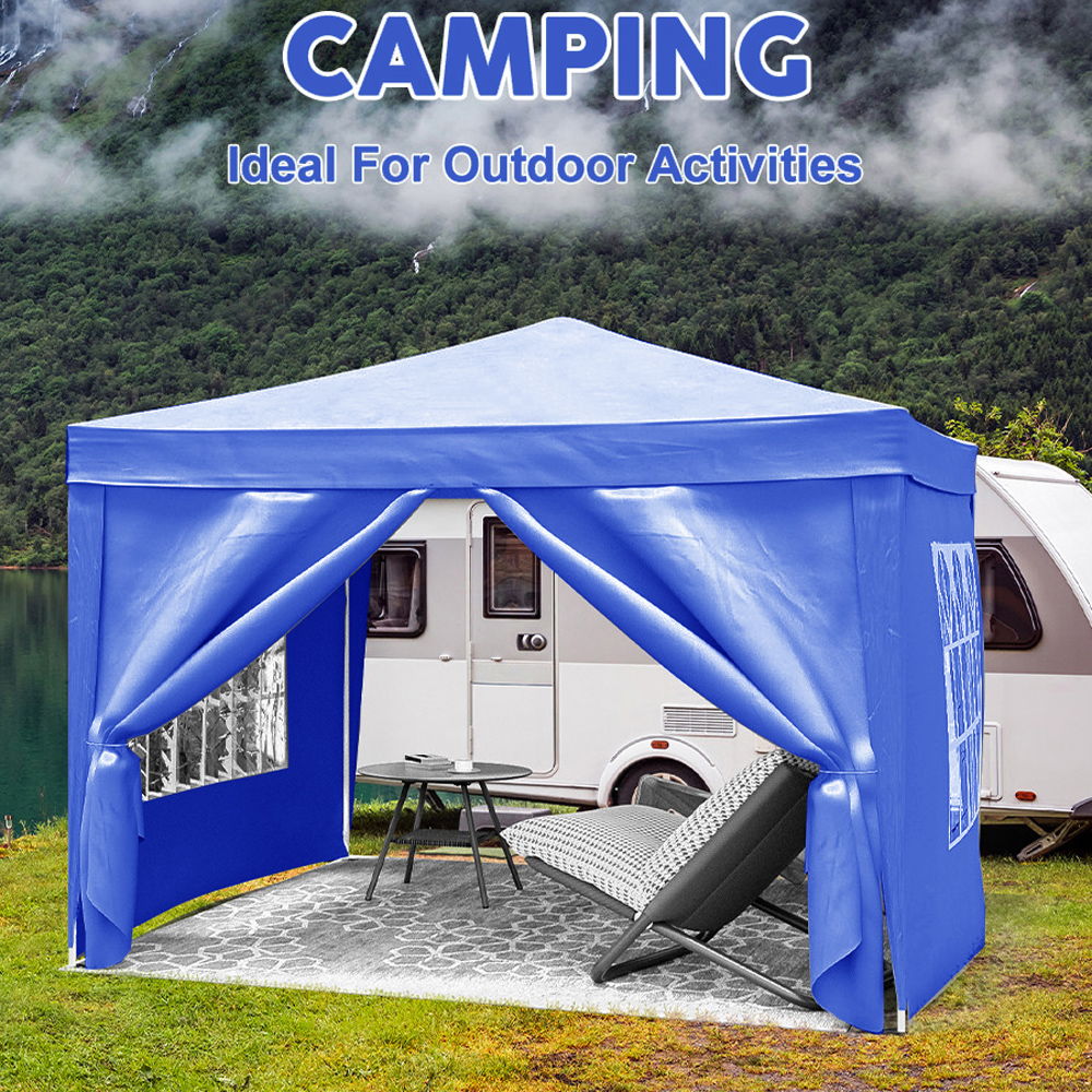 10'X10' Folding Canopy With 4 Removable Sidewalls Outdoor Event Shelter UPF 50+ Gazebo Portable Tents For Parties Beach Camping Wedding Ez Pop Up Canopy 4 Pieces Weight Bag + Carry Bag Home Essentials