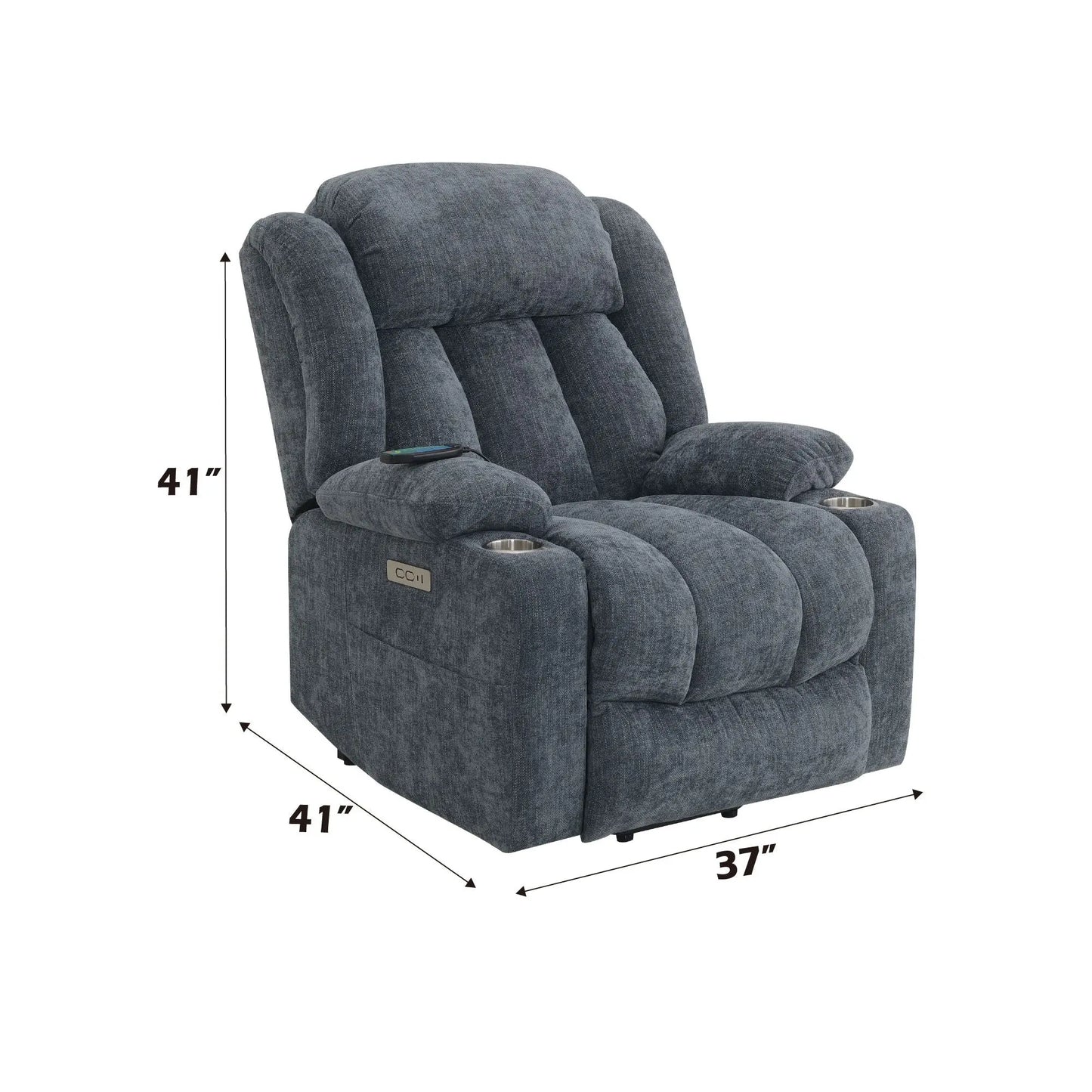 Omarion - Chenille Power Motion Recliner With Lift Heating Massage Function - Blue Acme