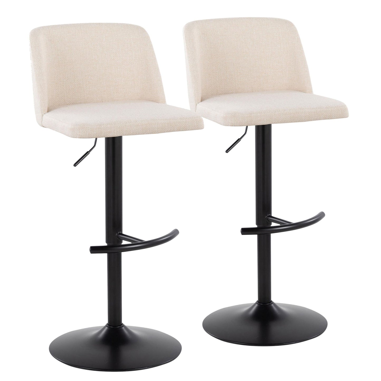 Toriano - Contemporary Adjustable Bar Stool With Rounded T Footrest (Set of 2) Lumi Source