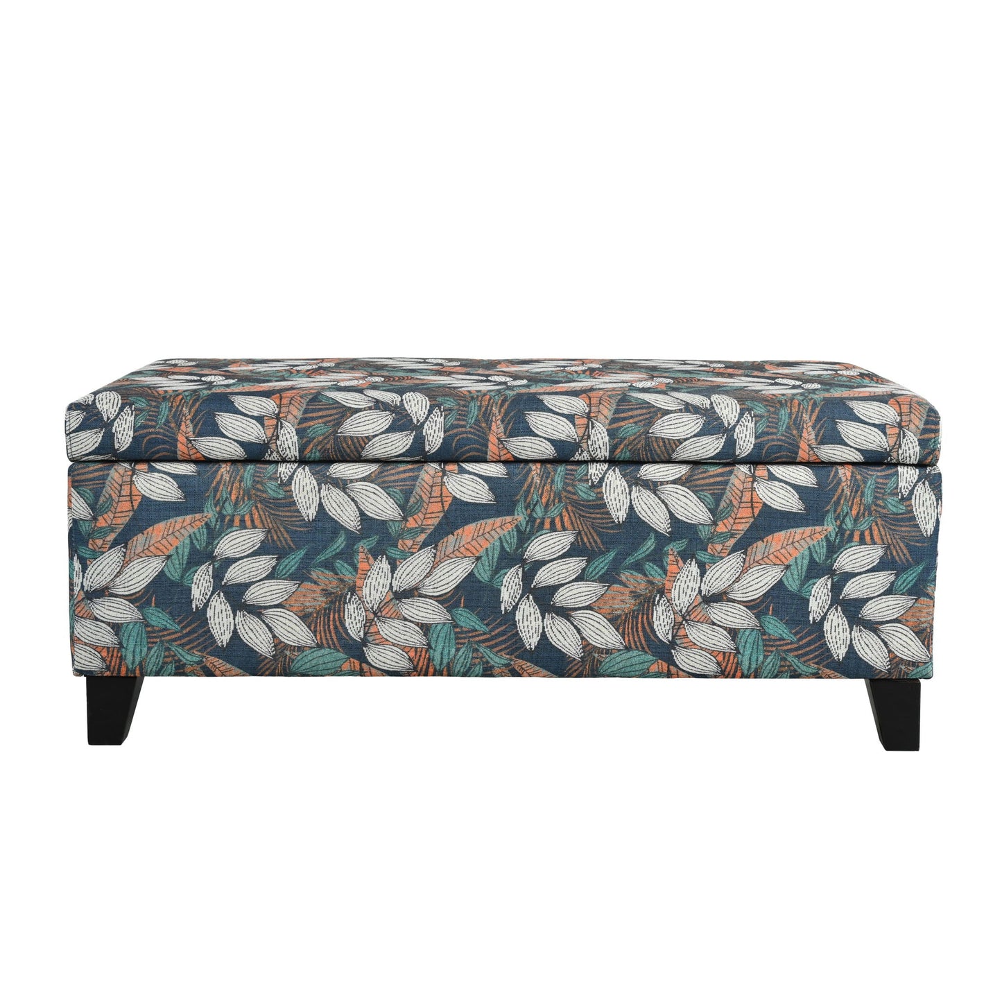 Charming Floral Storage Ottoman With Upholstered Fabric Noble House