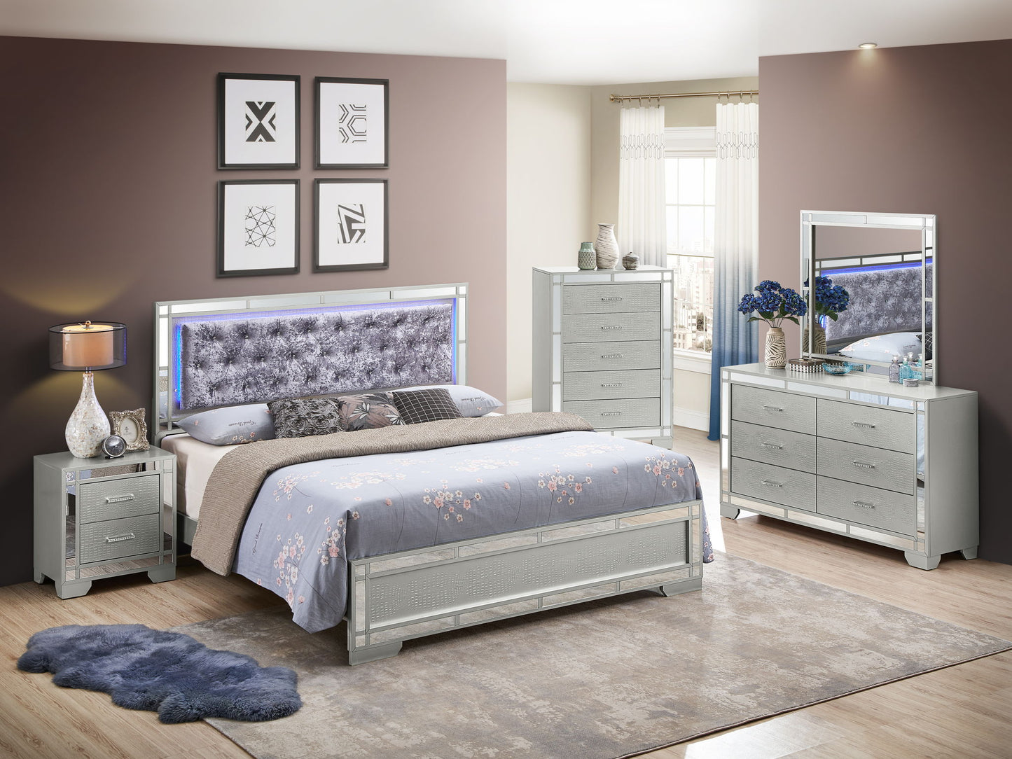 Madison - Upholstered Bed With LED Glory Furniture