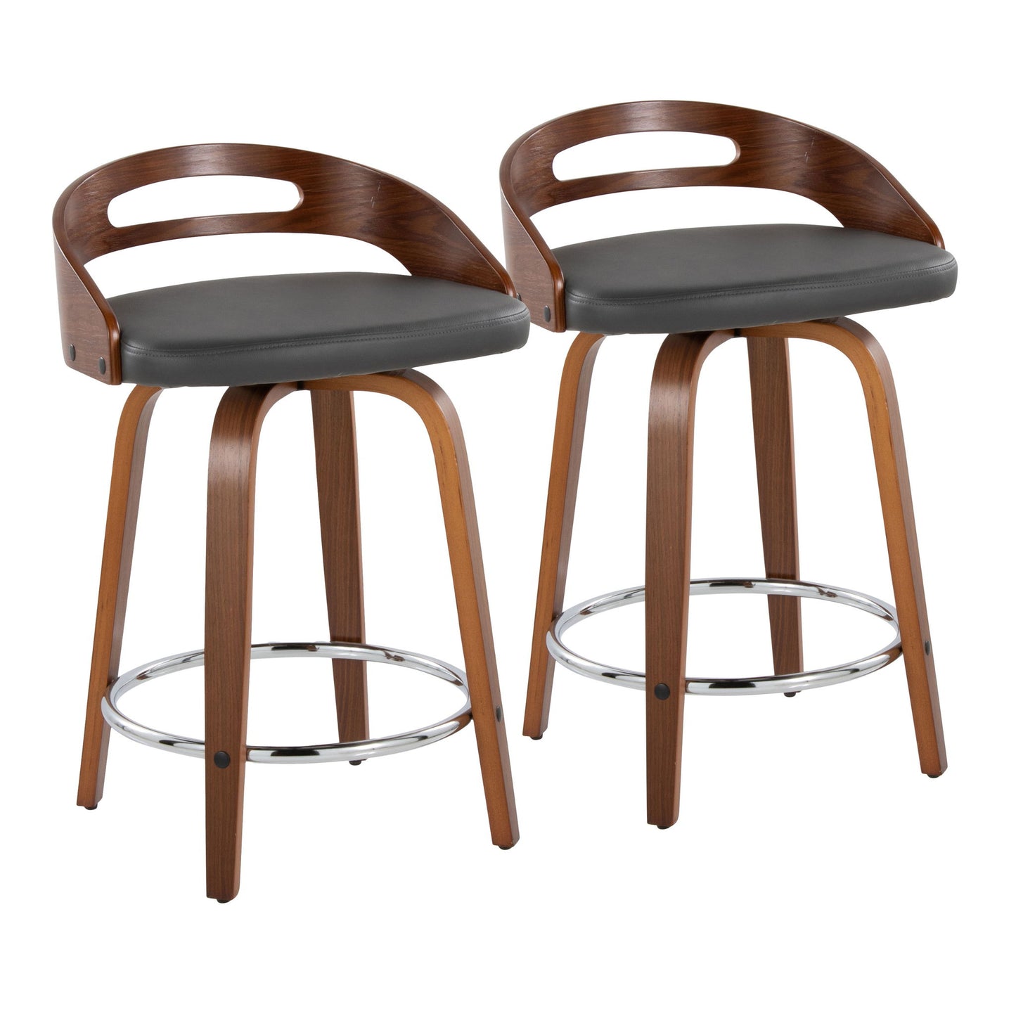 Cassis - Mid Century Modern Fixed Height Counter Stool With Swivel With Round Footrest (Set of 2) Lumi Source