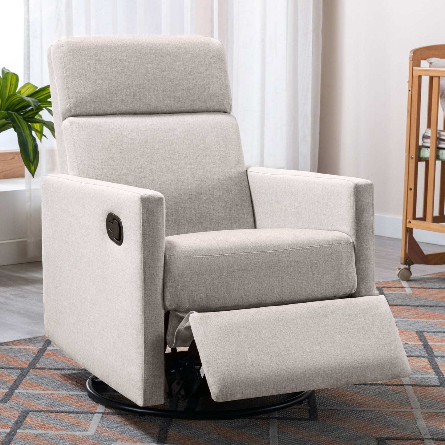 Modern Upholstered Rocker Nursery Chair Plush Seating Glider Swivel Recliner Chair Hearth and Haven