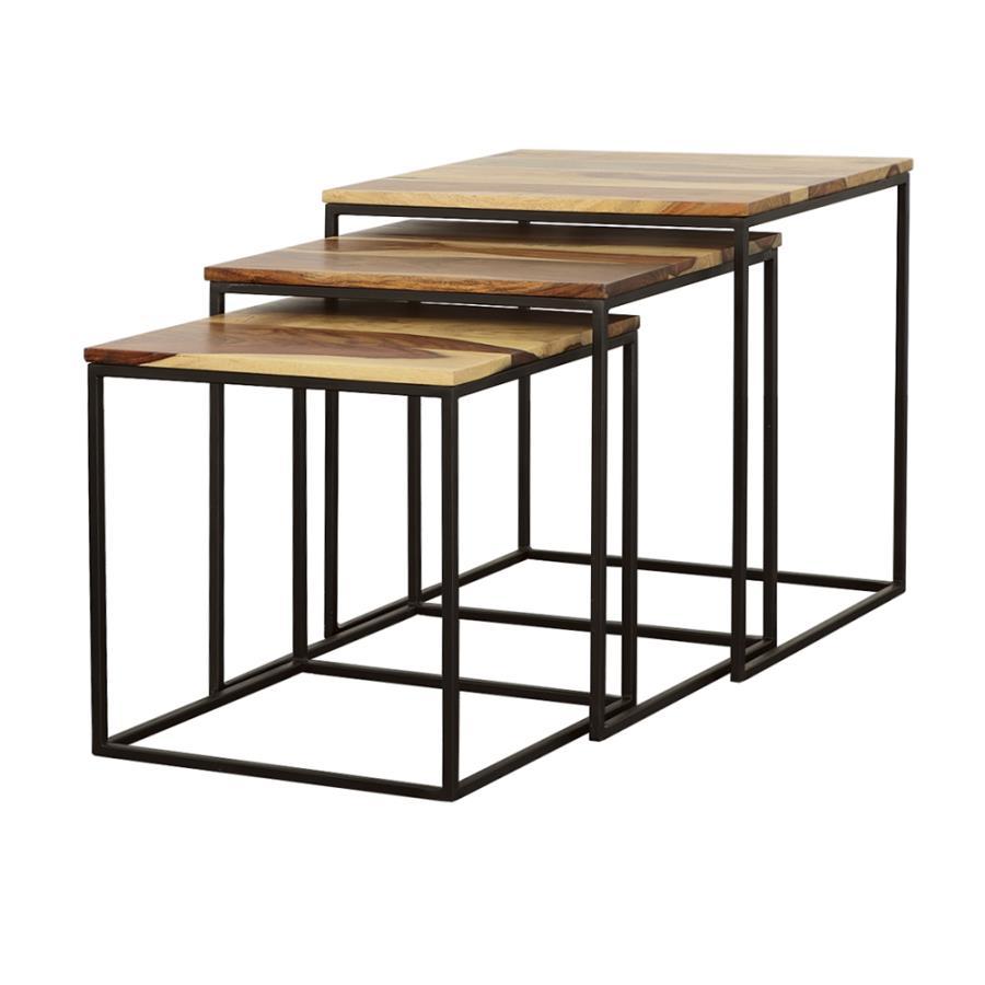 Belcourt - 3 Piece Square Nesting Tables - Natural And Black CoasterElevations