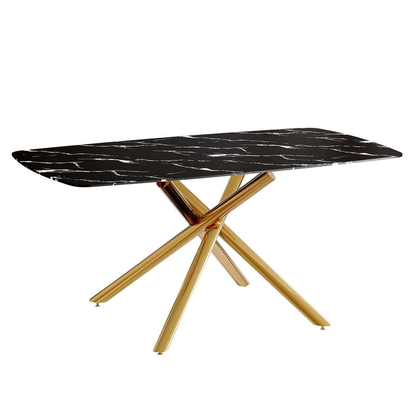 Luxurious Marble Patterned Dining Table With Metal Fork Legs Home Essentials