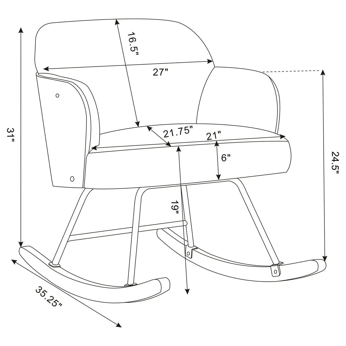 Valera - Upholstered Mid Back Rocking Chair Furniture Max