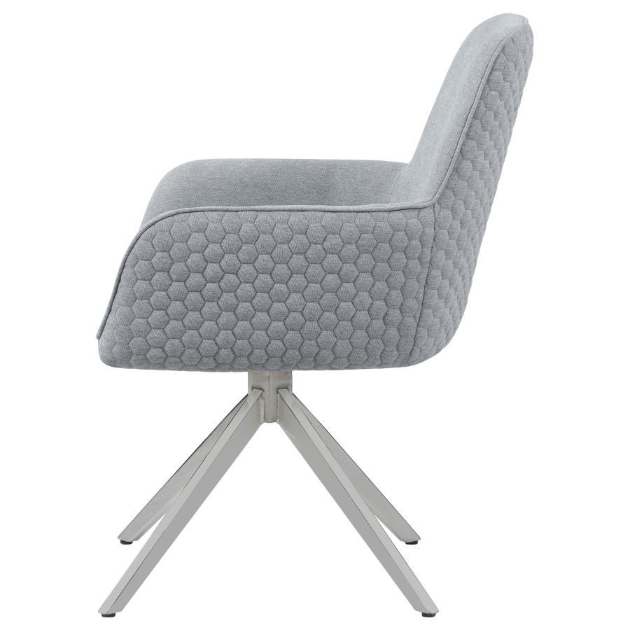 Abby - Fabric Upholstered Swivel Dining Arm Chair - Light Gray CoasterElevations