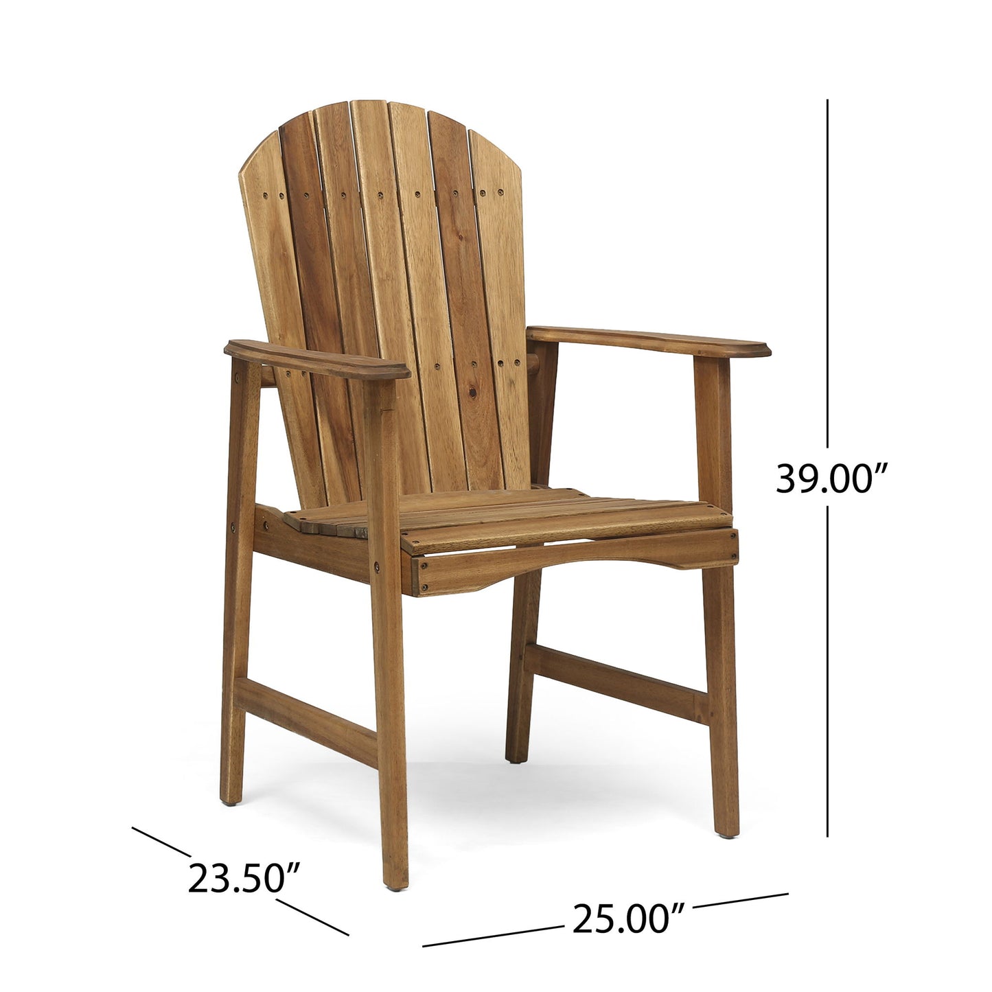 Outdoor Weather Resistant Acacia Wood Adirondack Dining Chairs (Set of 2) Noble House
