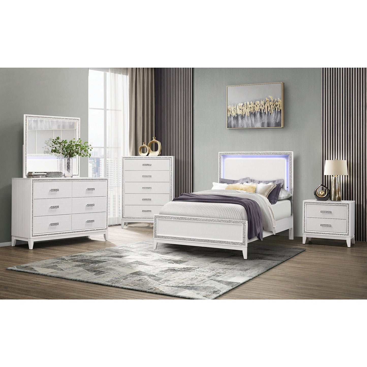 Almera - Glitter Mirror - White Global Furniture USA