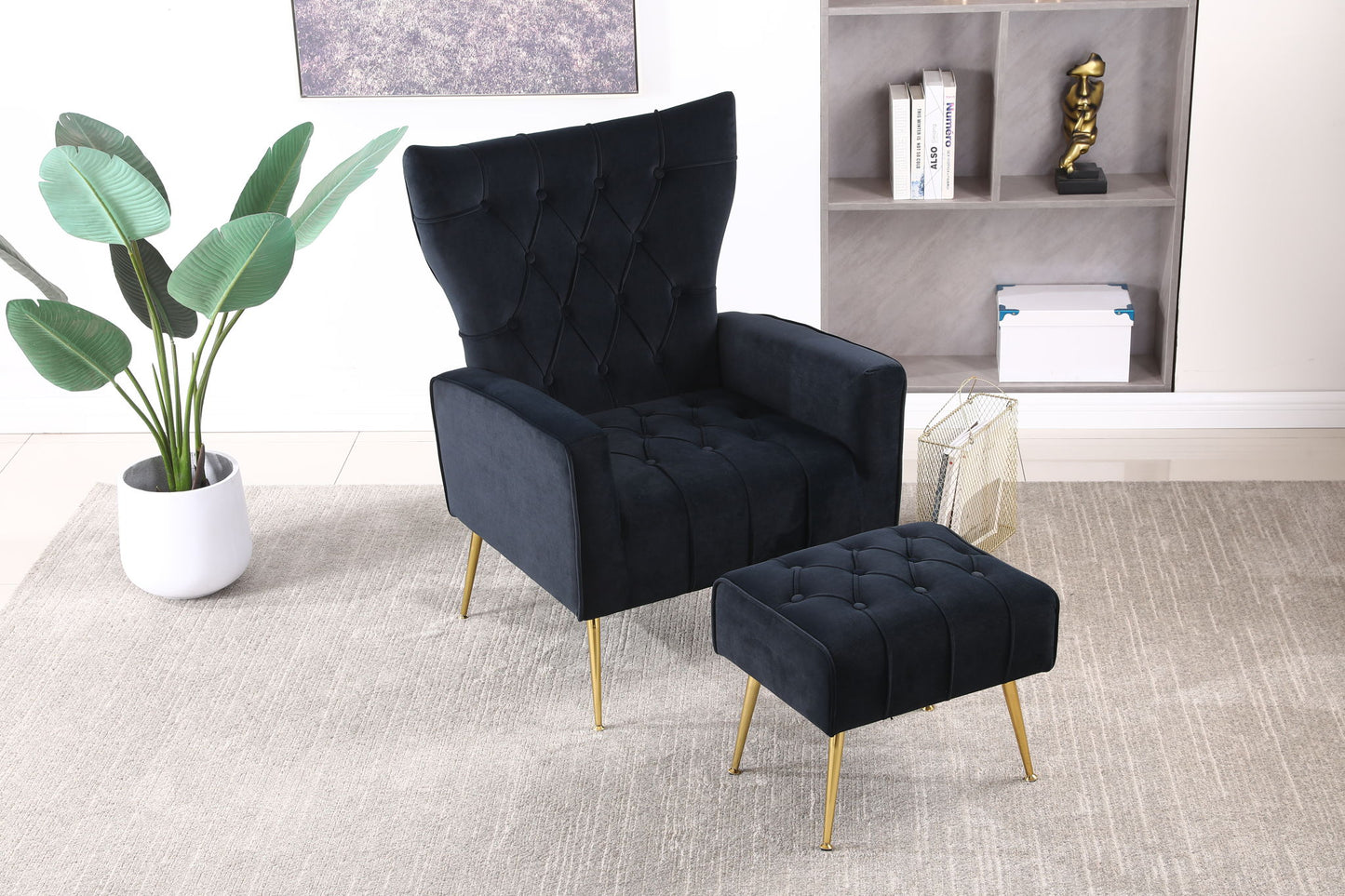 Modern Accent Chair With Ottoman, Comfy Armchair For Living Room - Snoozhouse