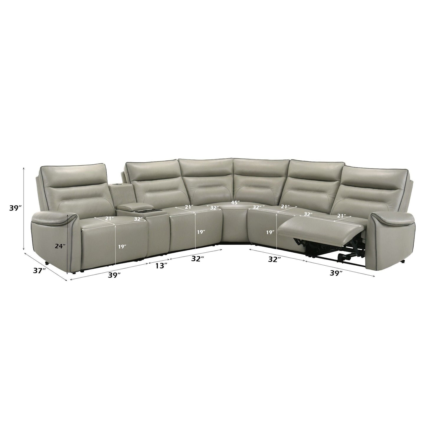 Jayke - Power Motion Sectional Sofa - Light Gray Acme