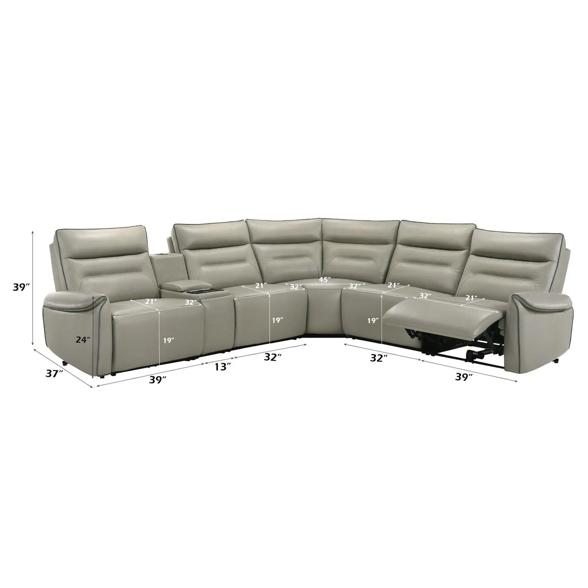 Jayke - Power Motion Sectional Sofa - Light Gray Acme