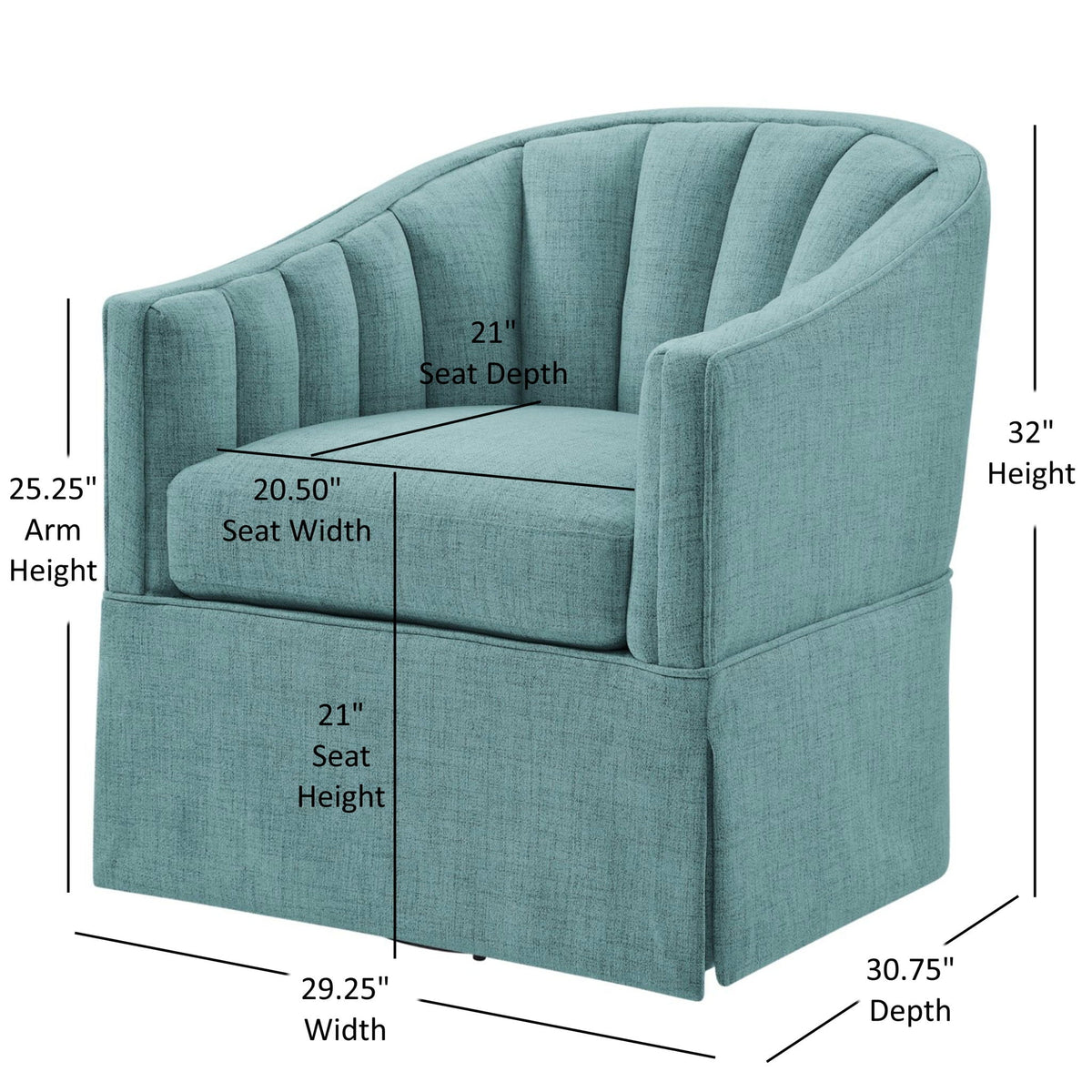 Solitude - Skirted Swivel Accent Chair With Hemp Like Ridgecrest Home