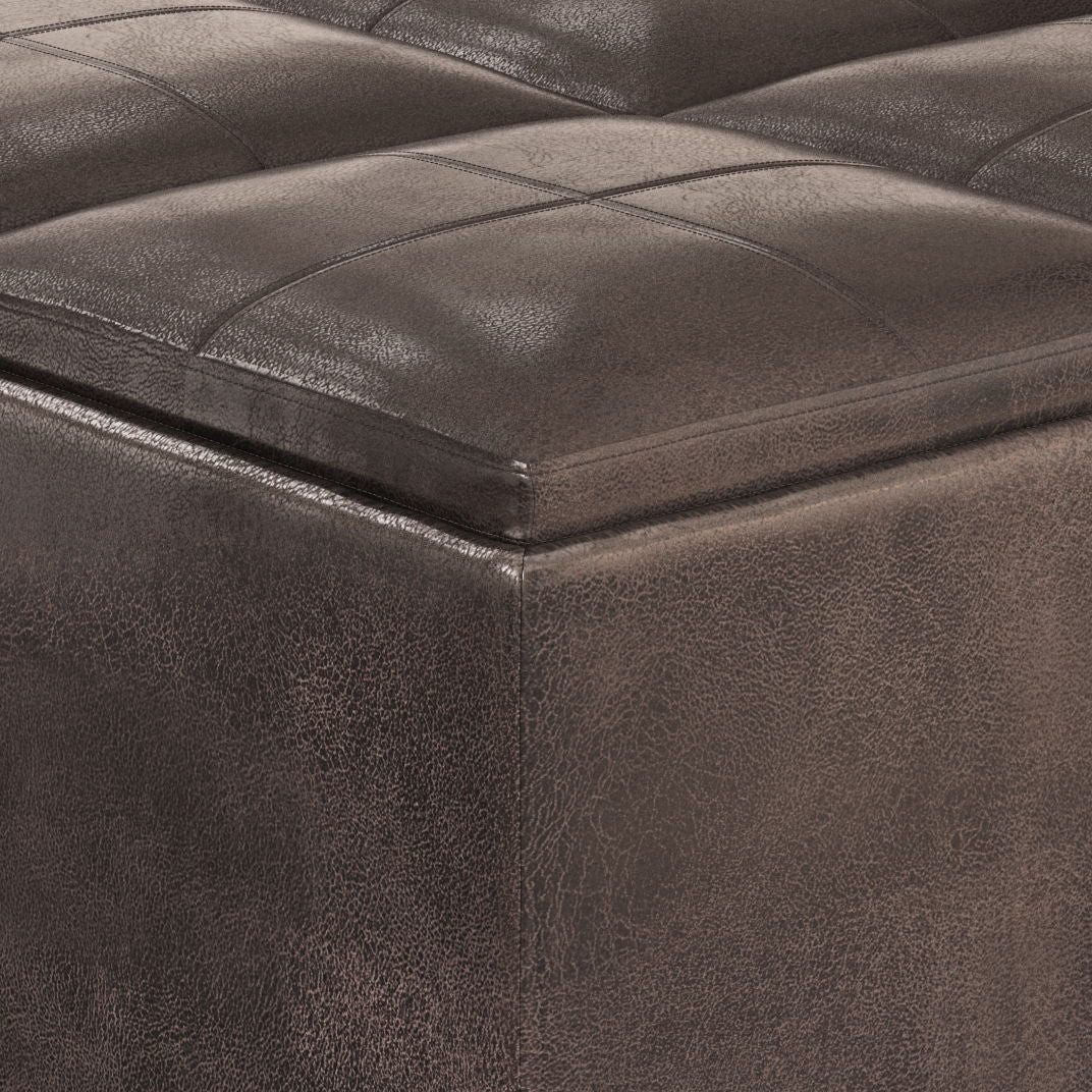 Avalon - Upholstered Square Coffee Table Storage Ottoman Simpli-Home
