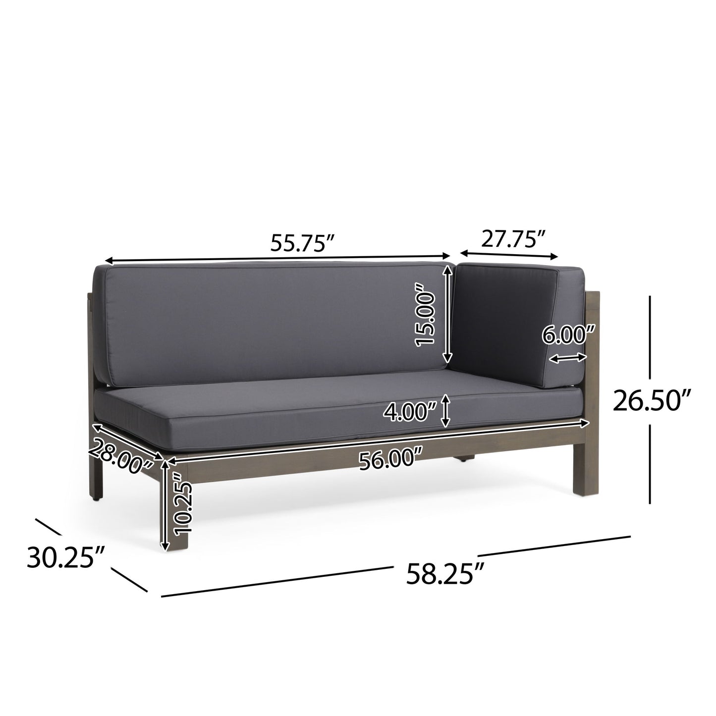 Aura - 2 Piece Outdoor Set With X Back Left Bench And Corner - Dark Gray Noble House