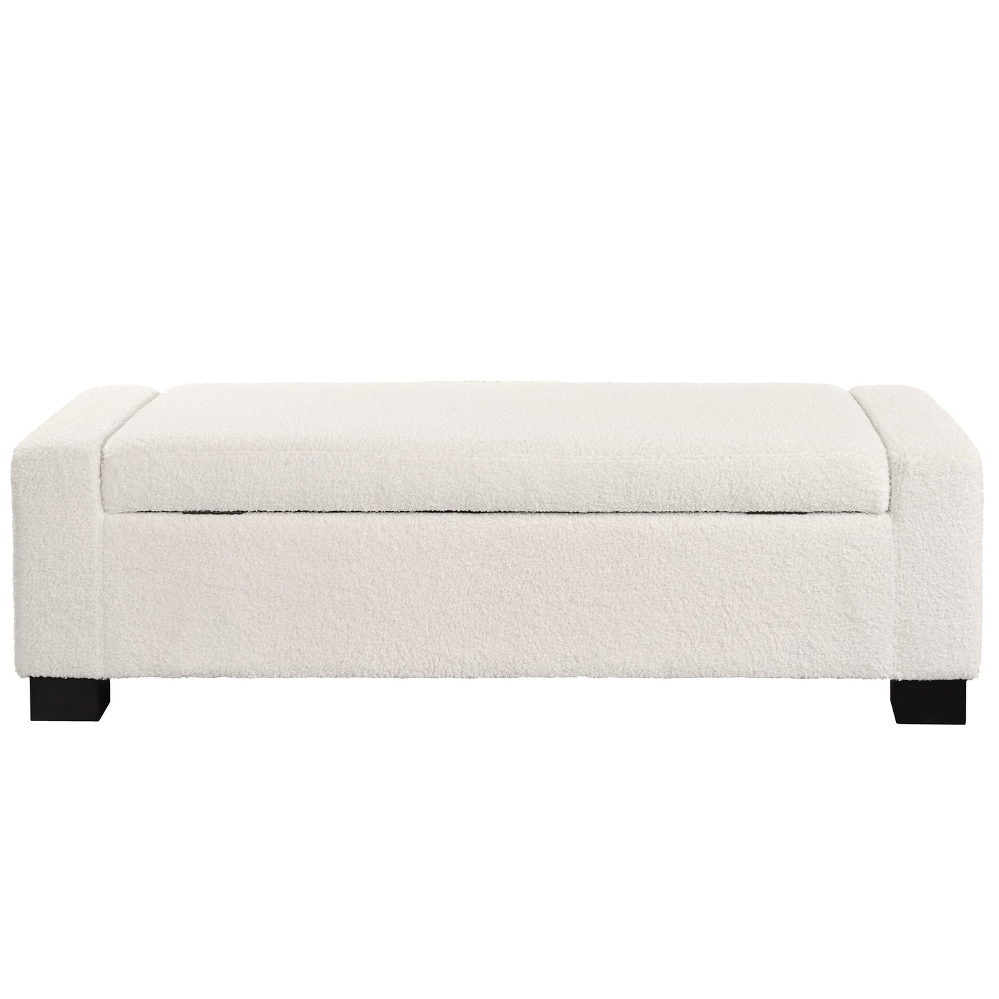 Textured Boucle Ottoman Bench With Hinged Lid For Seating And Storage - Beige Noble House