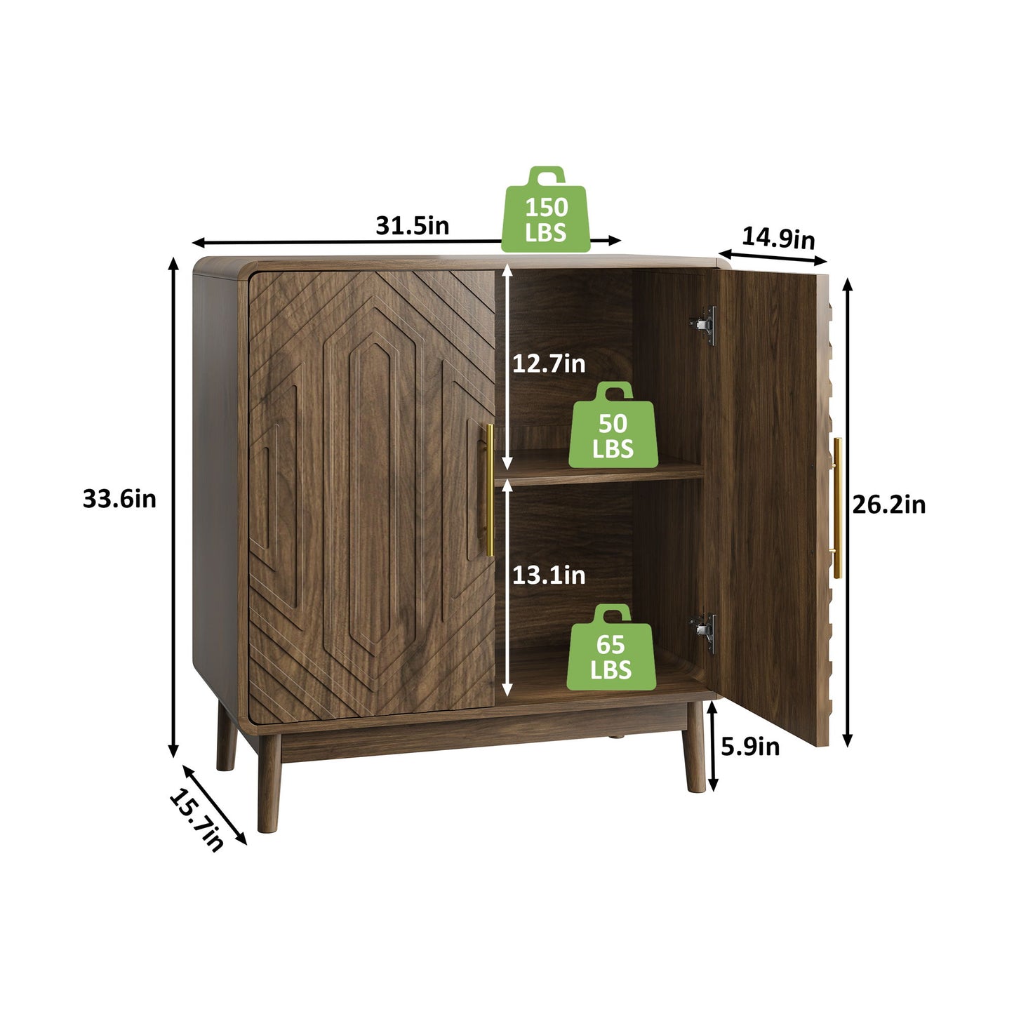 Sideboard Buffet Cabinet With Carved Doors And Adjustable Layer Board Home Essentials