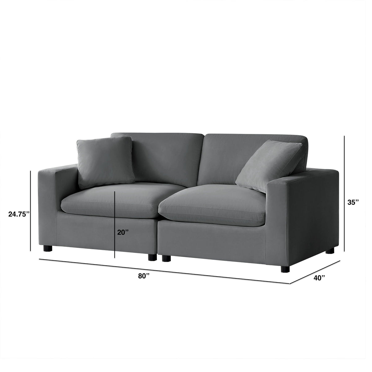 Caylie - Modular 2 Piece Sofa - Charcoal Ridgecrest Home