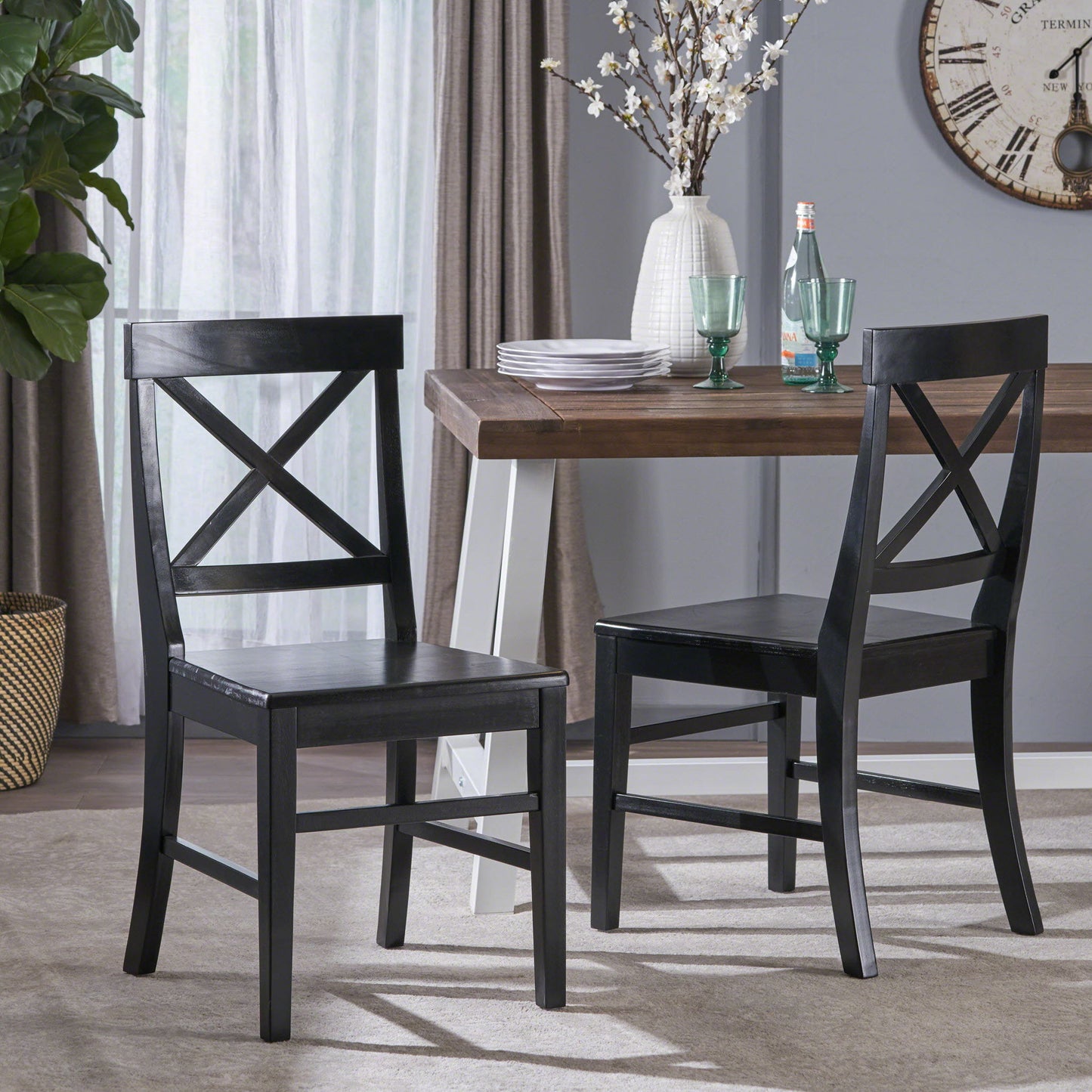 Plethora - Dining Chair With X Shaped Back (Set of 2) Noble House