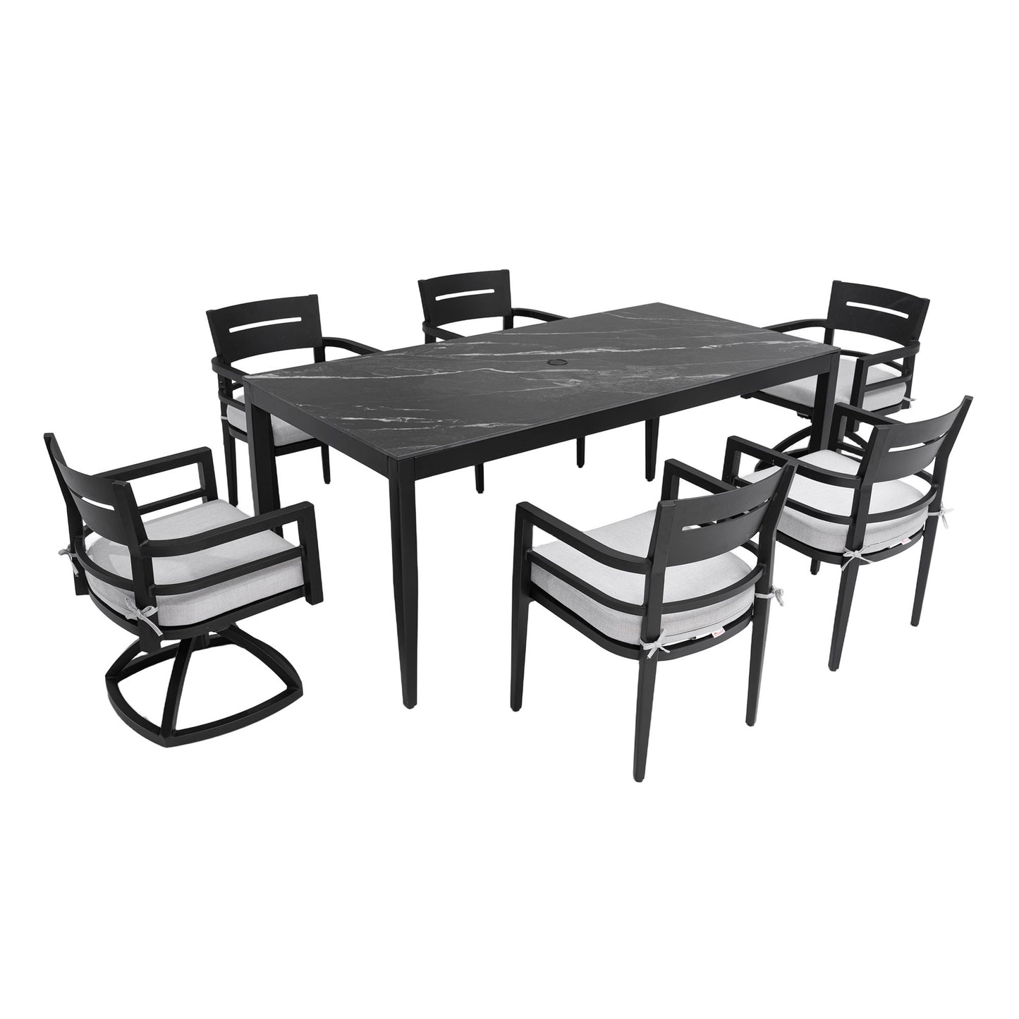 Modern Outdoor Patio Dining Set With Table And Chairs With Sunbrella Cushions Life Outside