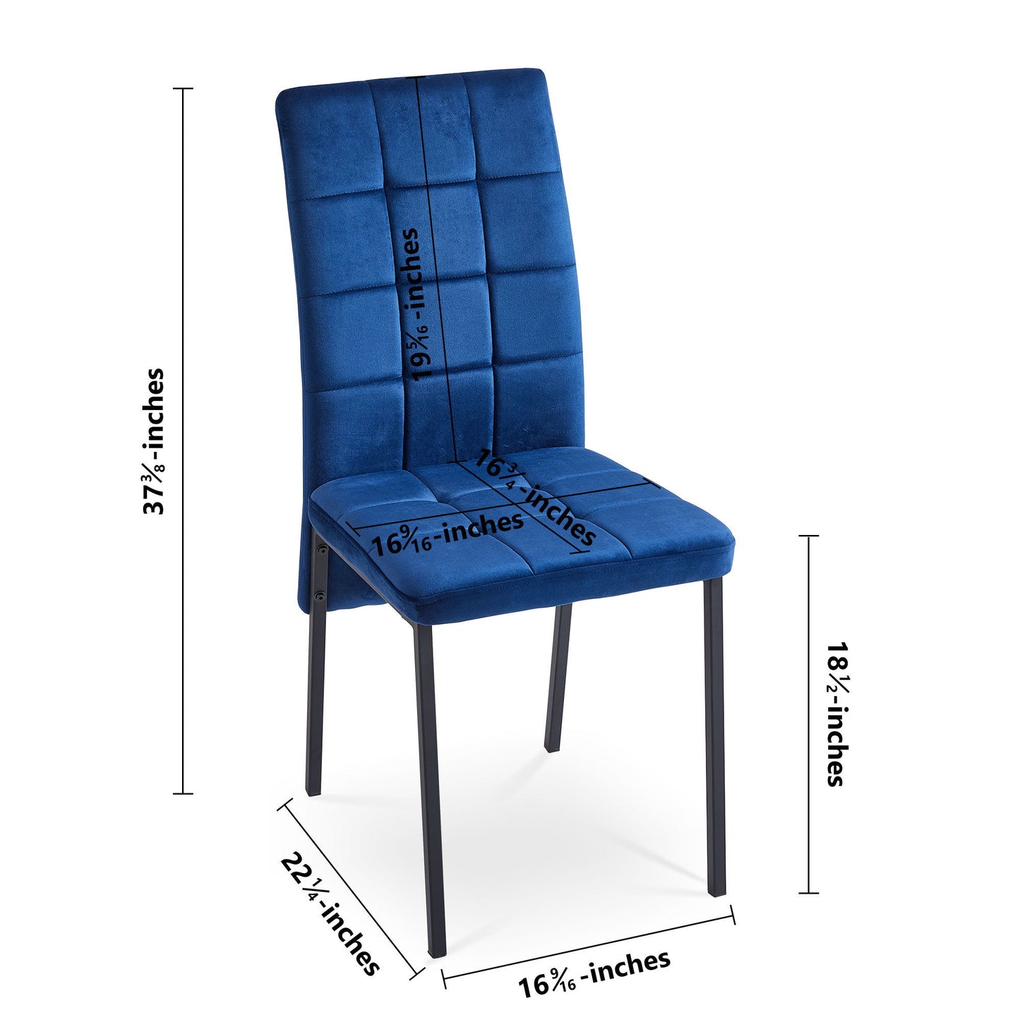 Velvet High Back Nordic Dining Chair Modern Fabric Chair With Black Legs (Set of 2) Home Essentials
