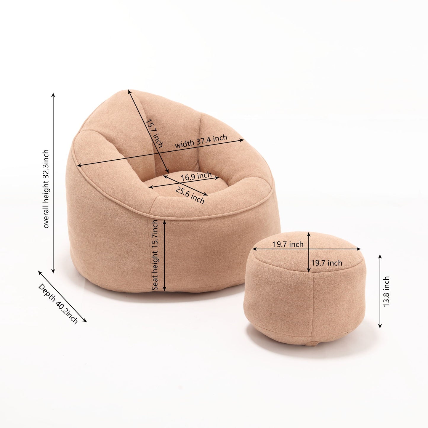 Bedding Bean Bag Sofa Chair High Pressure Foam With Footrest Home Essentials