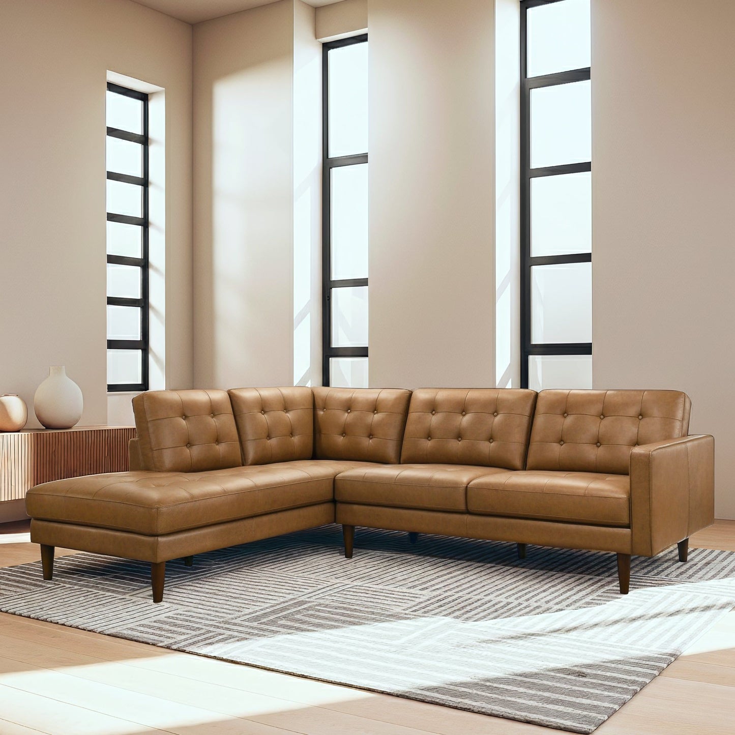 Lucco - L-Shaped Sectional Sofa With Chaise - Tan Ashcroft Furniture