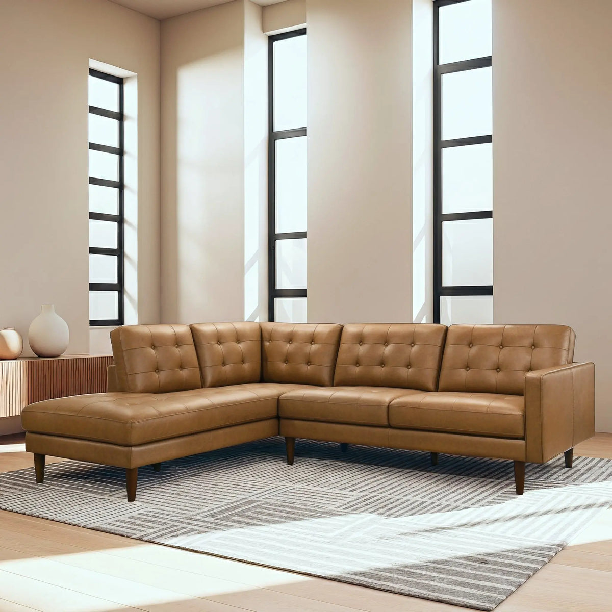 Lucco - L-Shaped Sectional Sofa With Chaise - Tan Ashcroft Furniture