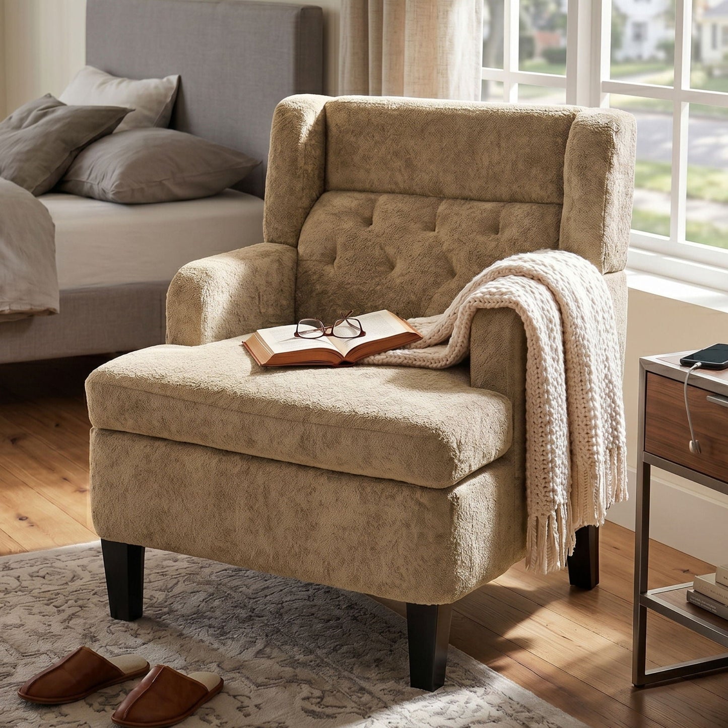 Modern Tufted Upholstered Accent Chair For Living Room Noble House